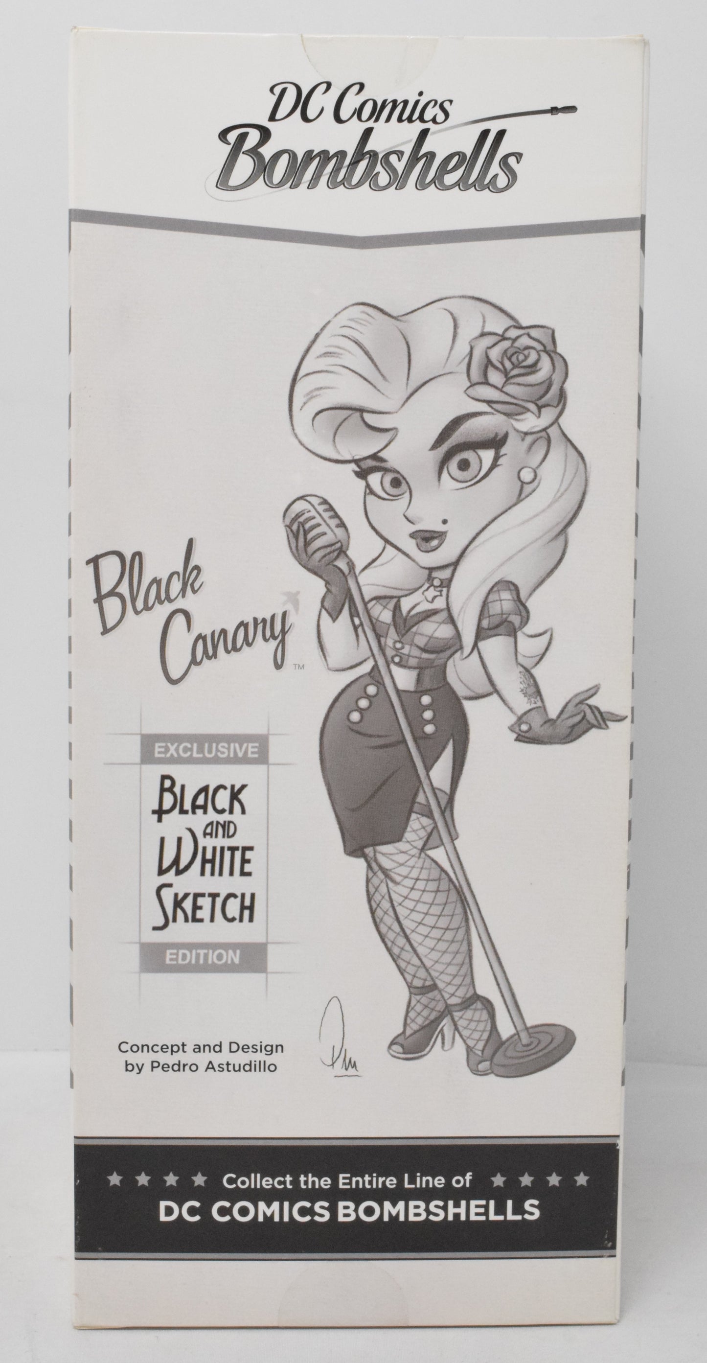 Black Canary DC Bombshells Figure Statue Black White Sketch FanExpo New