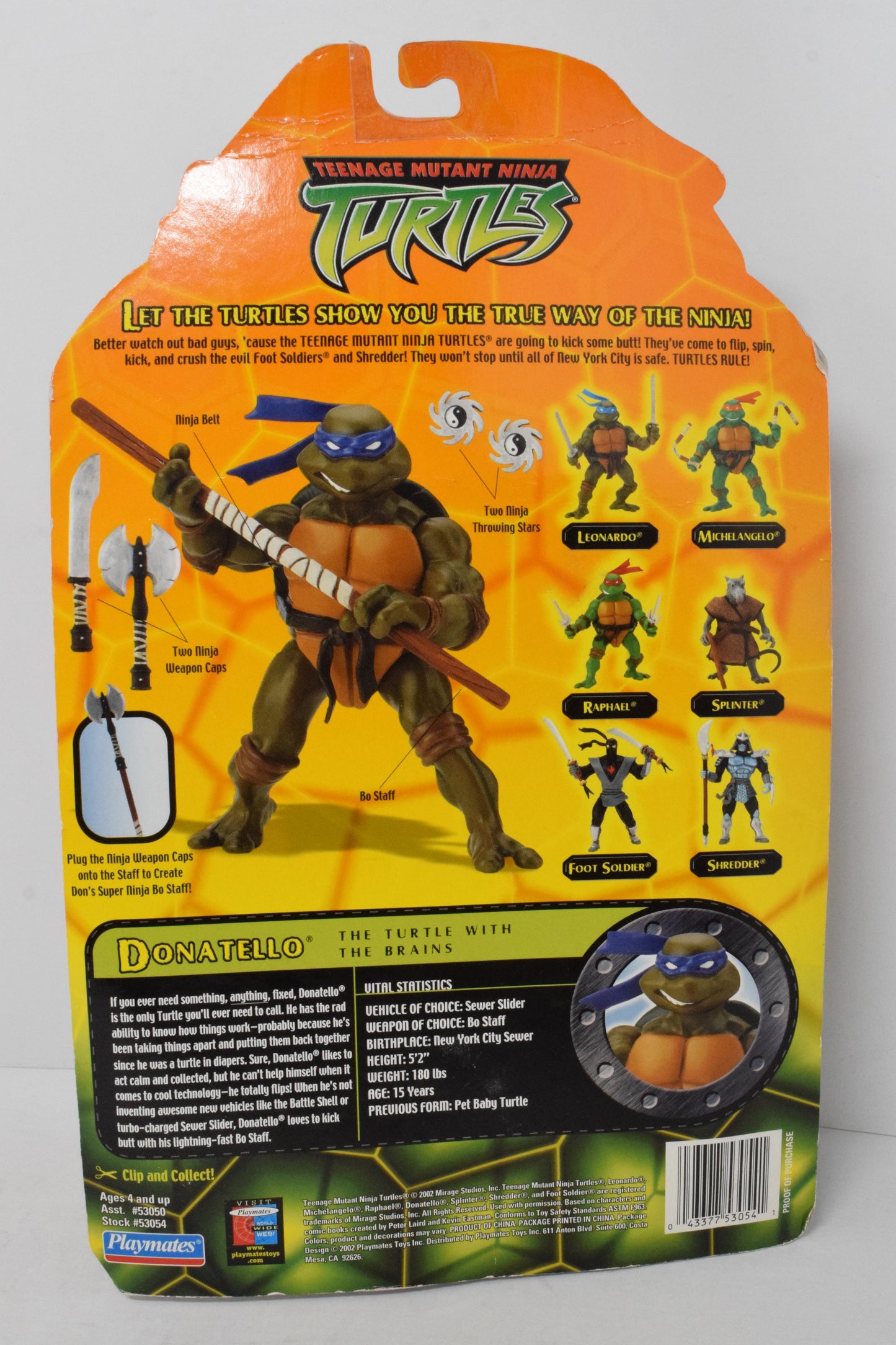 Teenage Mutant Ninja Turtles Donatello Action Figure Playmates 2002 New