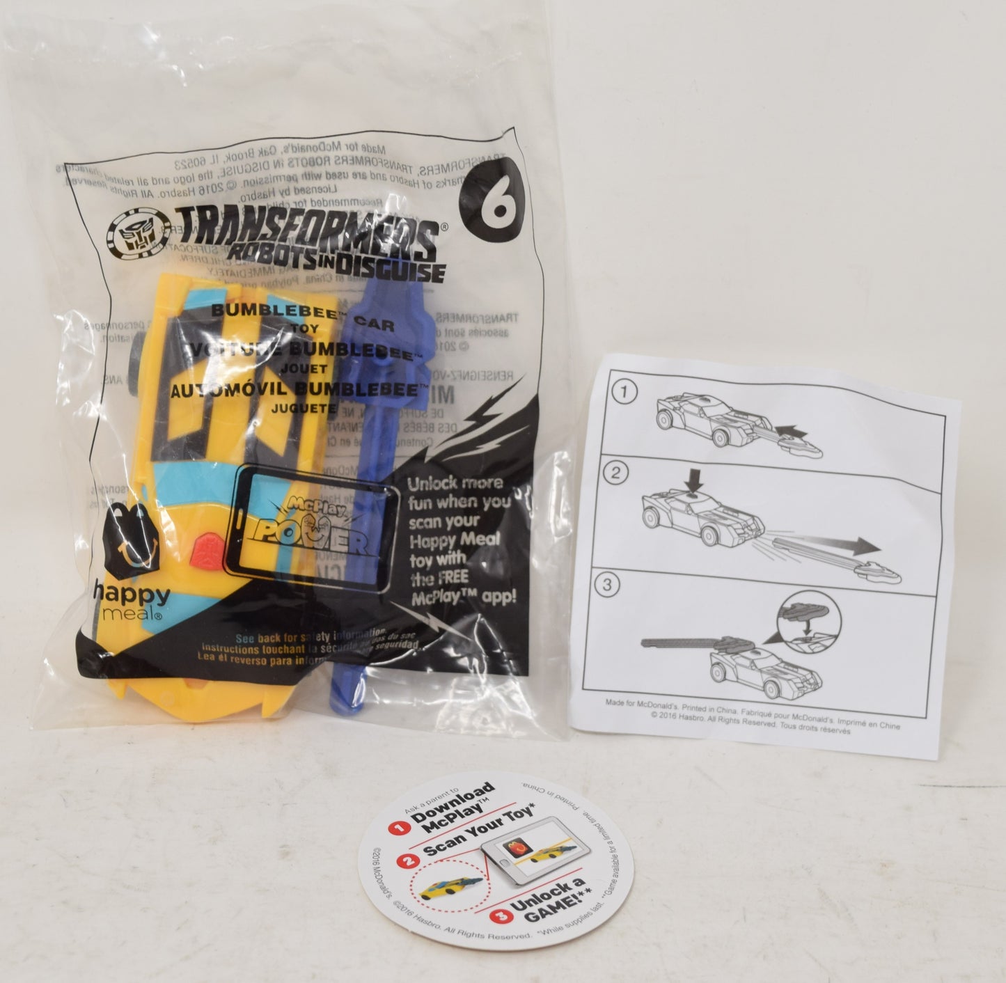 Transformers RID Bumblebee Car Happy Meal Toy 2016 MOC New