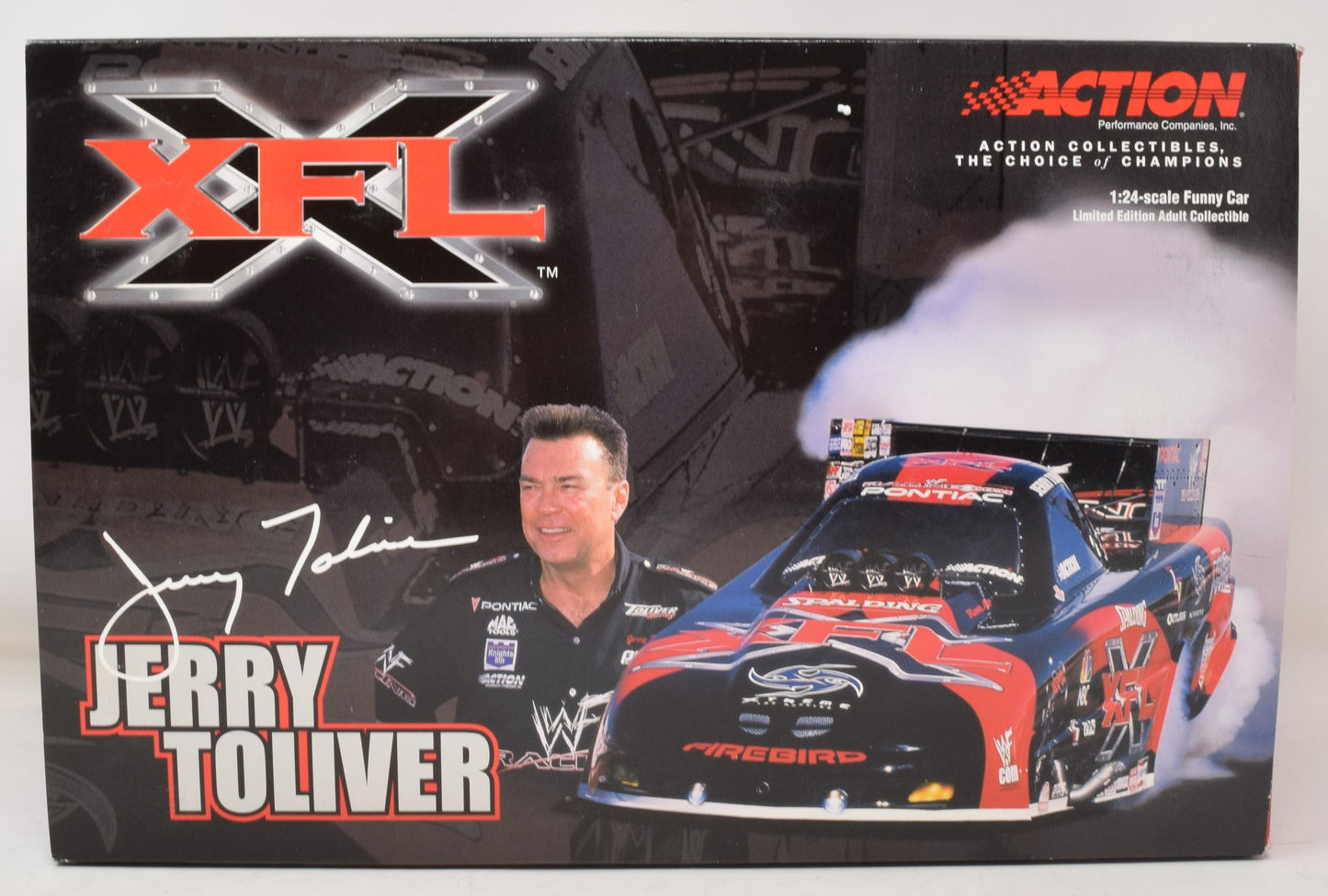 Jerry Toliver Action XFL Funny Car 2001 Pontiac Firebird 1:24 NIB - Golden Apple Comics