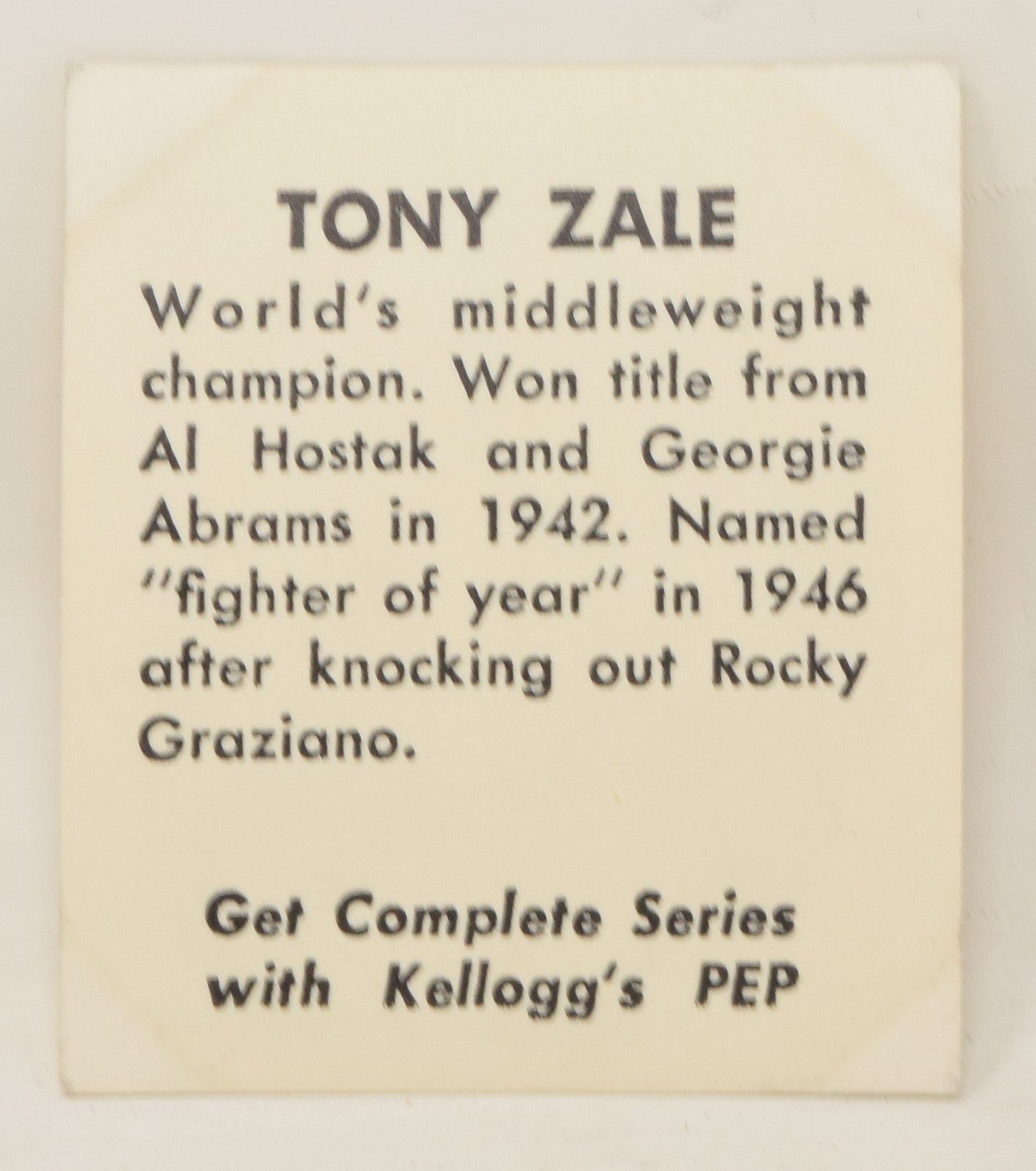 Tony Zale Boxer Boxing Middleweight Champion 1948 Kelloggs PEP Photo