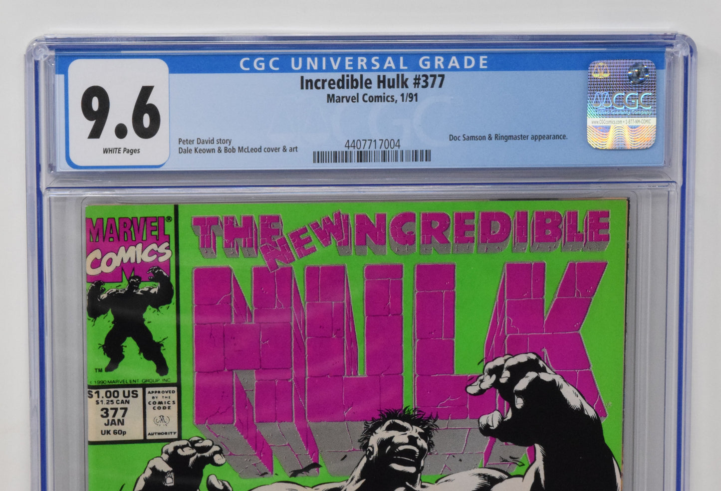 Incredible Hulk 377 Marvel 1991 CGC 9.6 Dale Keown 1st Professor