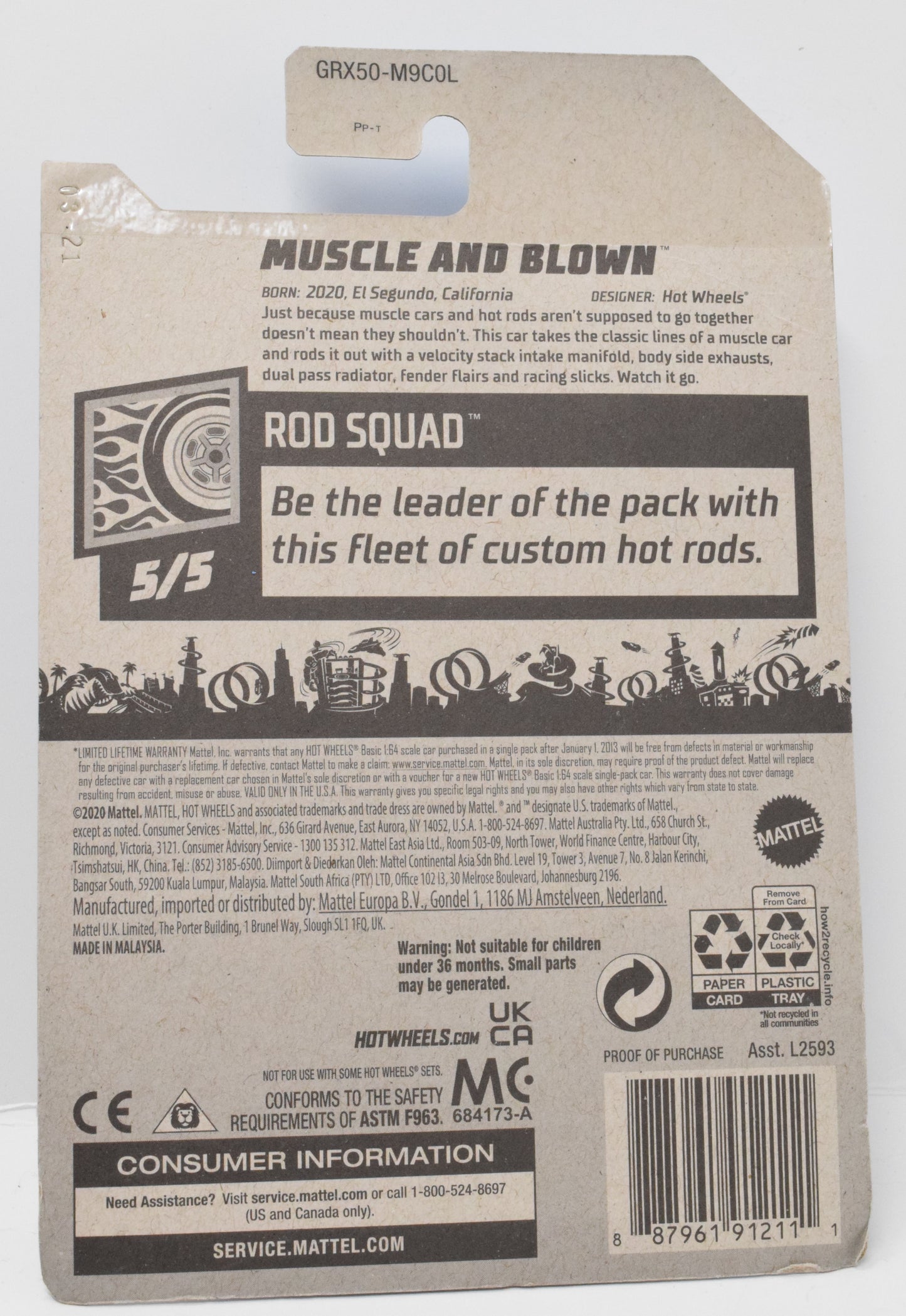 Hot Wheels Muscle and Blown DieCast Car Rod Sqaud 5/5 184 New