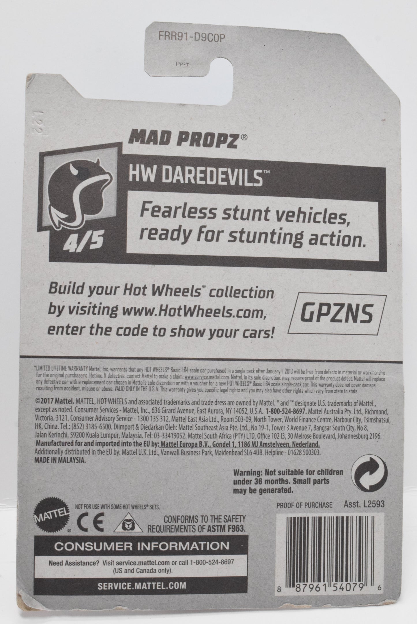 Hot Wheels Mad Propz HW DareDevils Diecast Plane Yellow Years 4/5 New