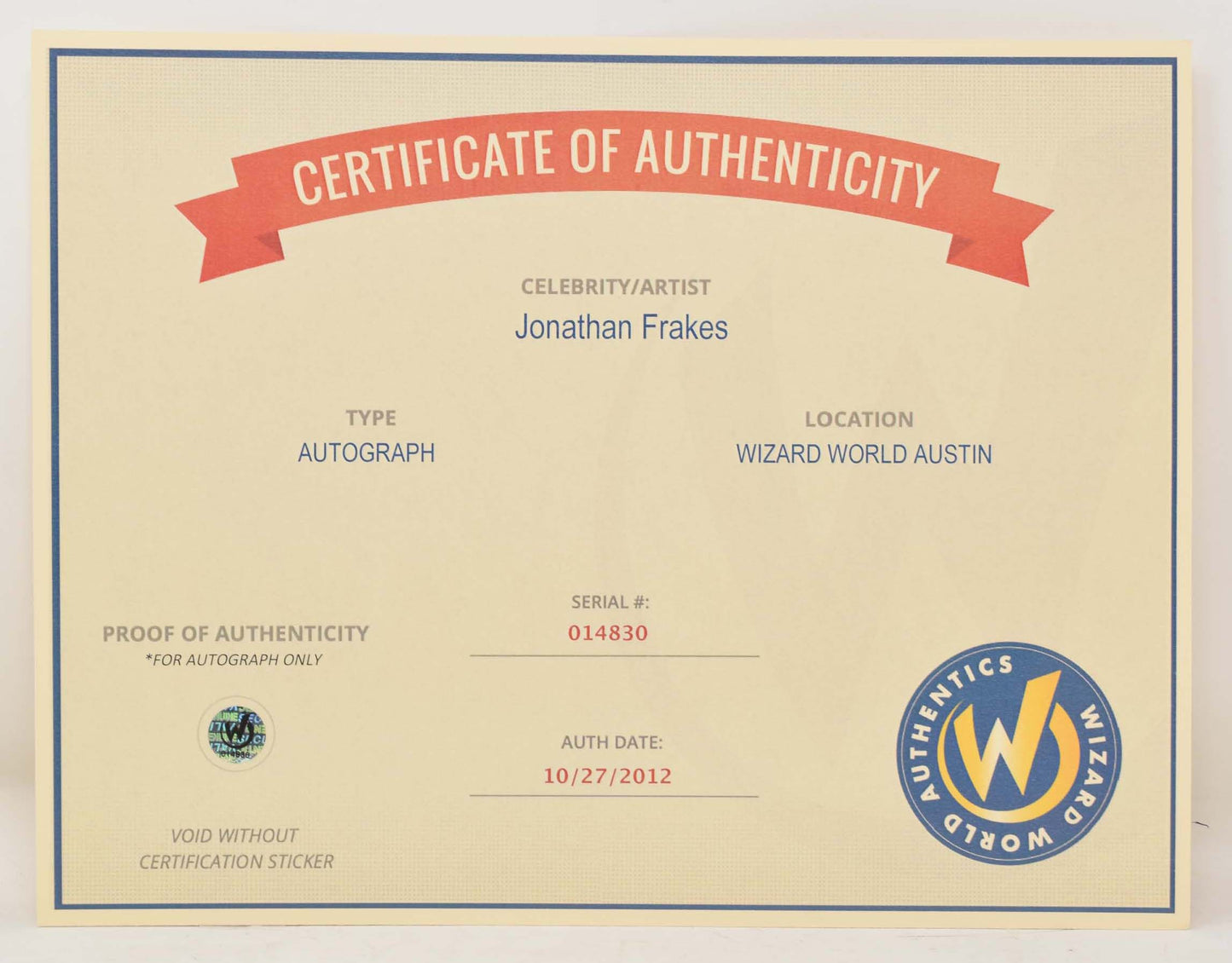 Jonathan Frakes Star Trek Next Generation Signed 8 x 10 COA