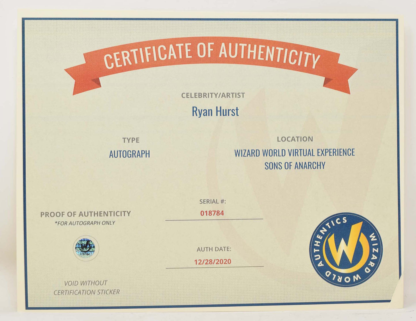 Ryan Hurst Sons of Anarchy Signed Photo 8 x 10 COA