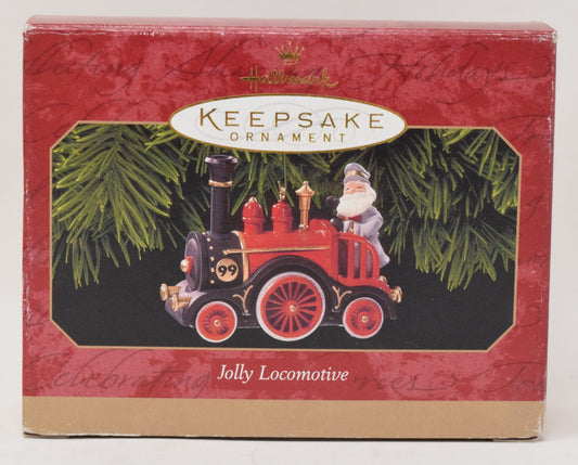 Hallmark Keepsake Jolly Locomotive Train Santa Claus Christmas Ornament 1999 NIB