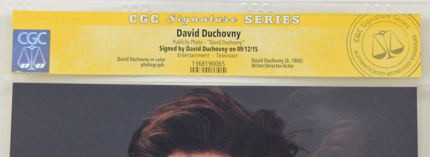 David Duchovny Fox Mulder X-Files Bust Leather Jacket Signed 8 x 10 Photo CGC SS