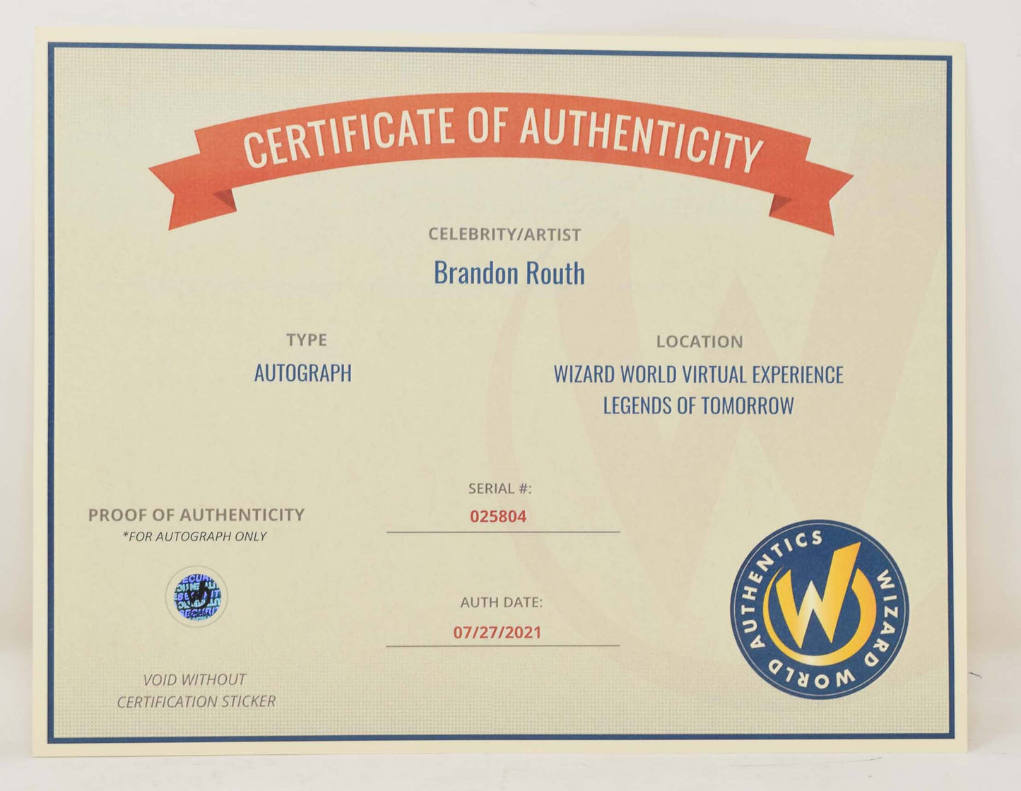 Brandon Routh Superman Headshot Signed Photo 8 x 10 COA