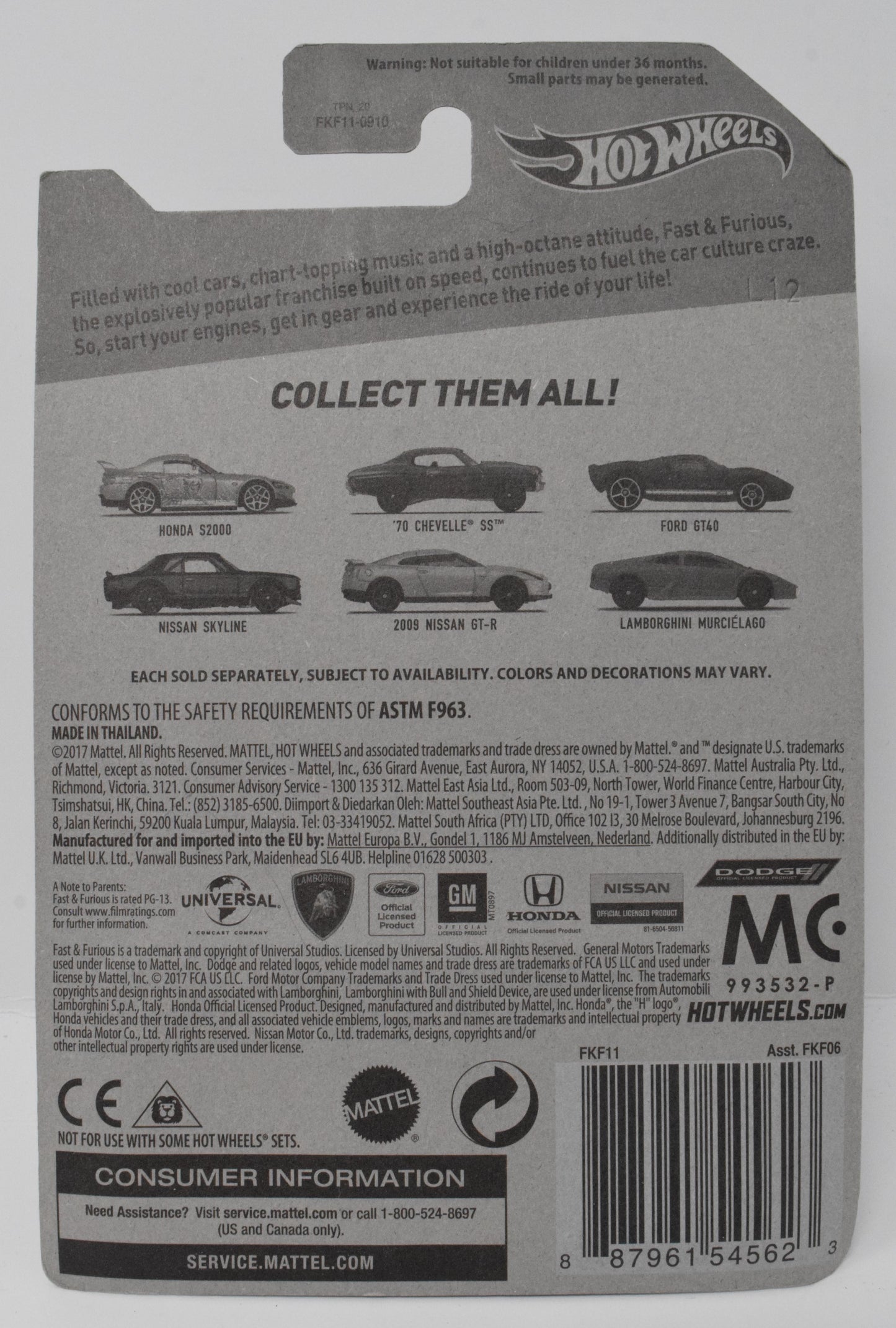 Hot Wheels Ford GT40 Fast Five Blue 3/6 Fast and Furious DieCast Car New