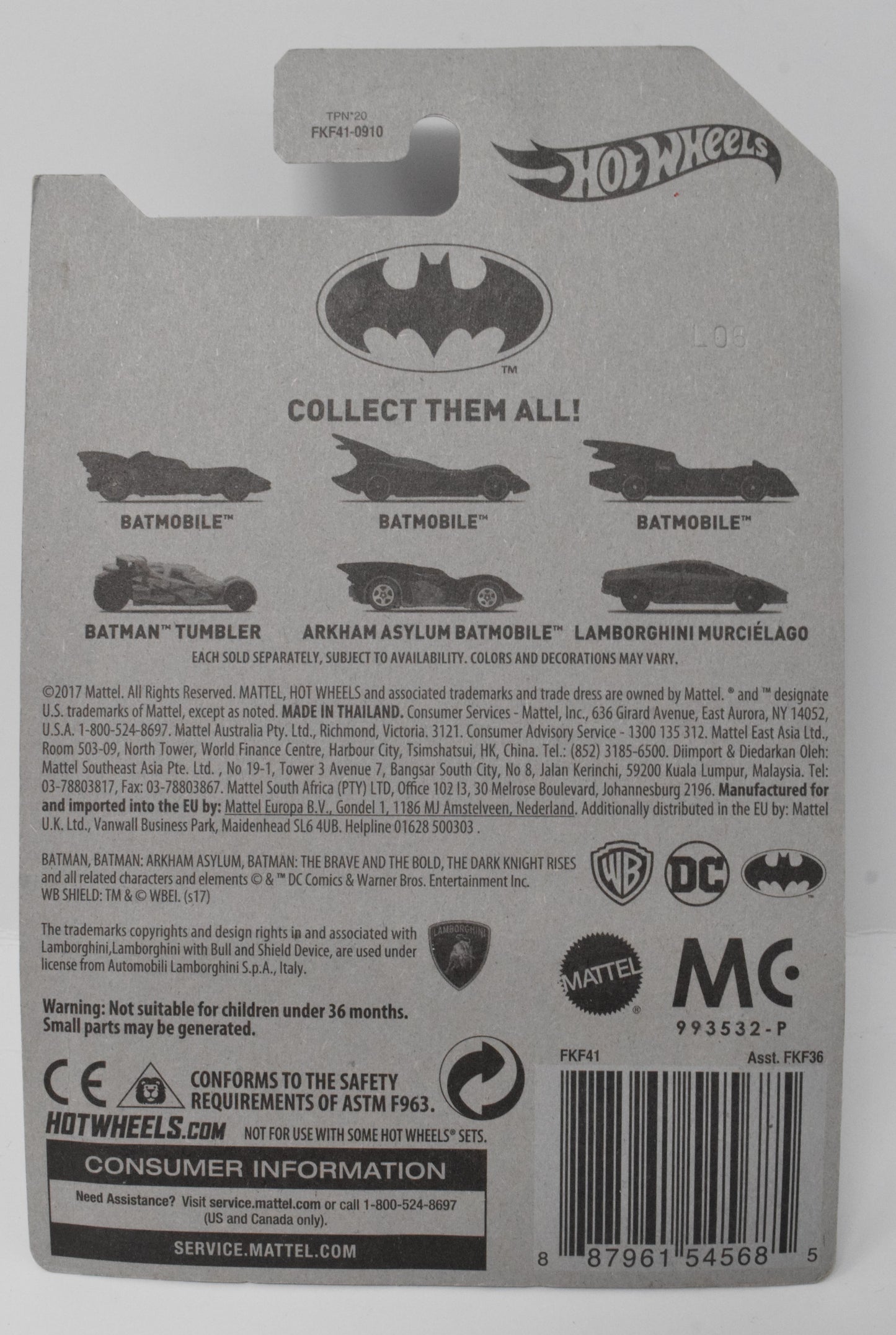 Hot Wheels Arkham Asylum BatMobile Batman DC 5/6 DieCast Car New