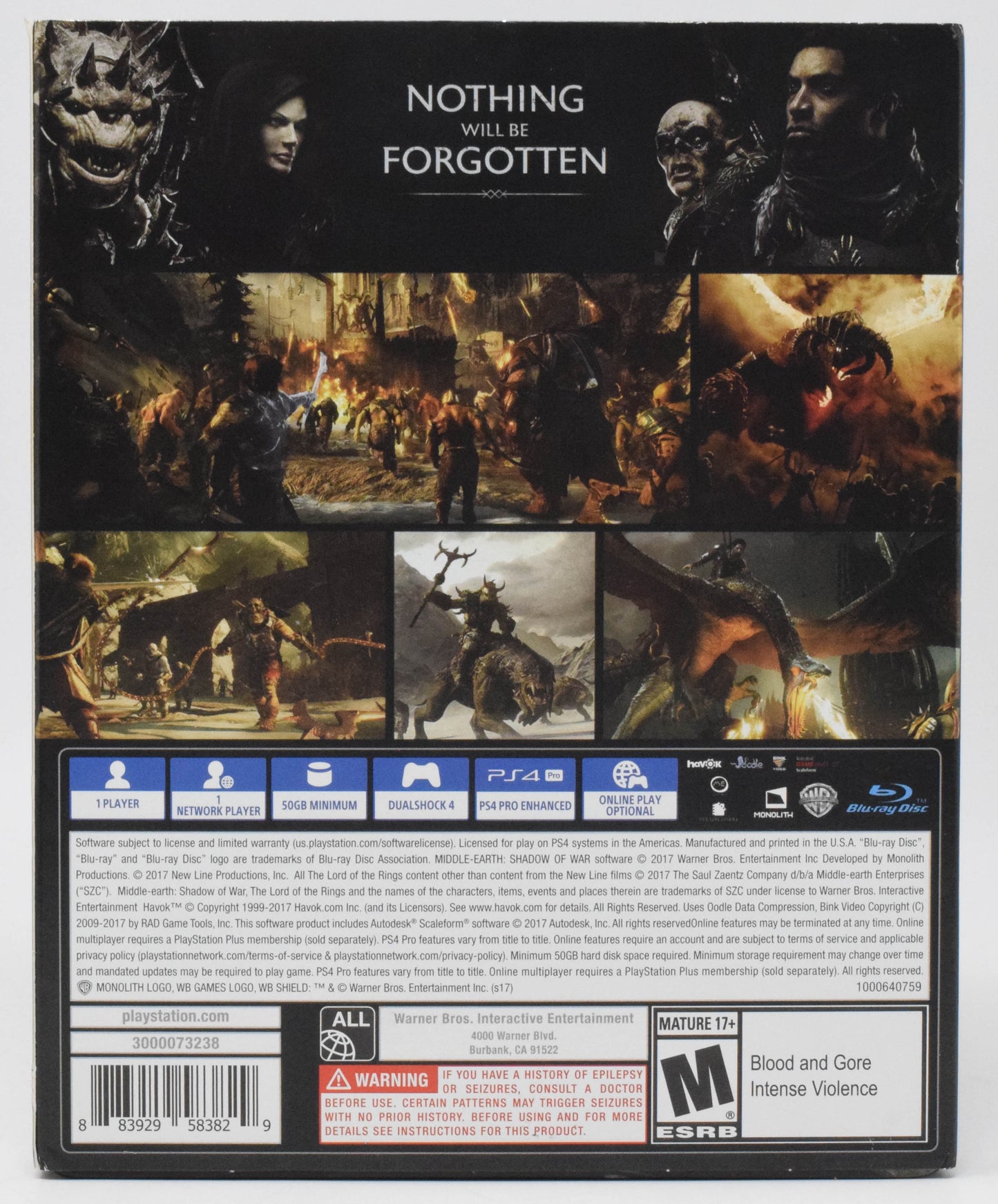 Middle-earth Shadow of War Gold Edition PS4 Playstation 4 Game Steelbook