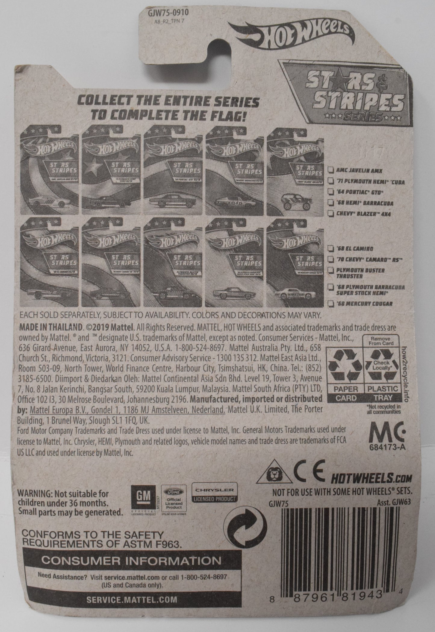 Hot Wheels 70 Chevy Camaro Stars and Stripes Red 7/10 DieCast Car New