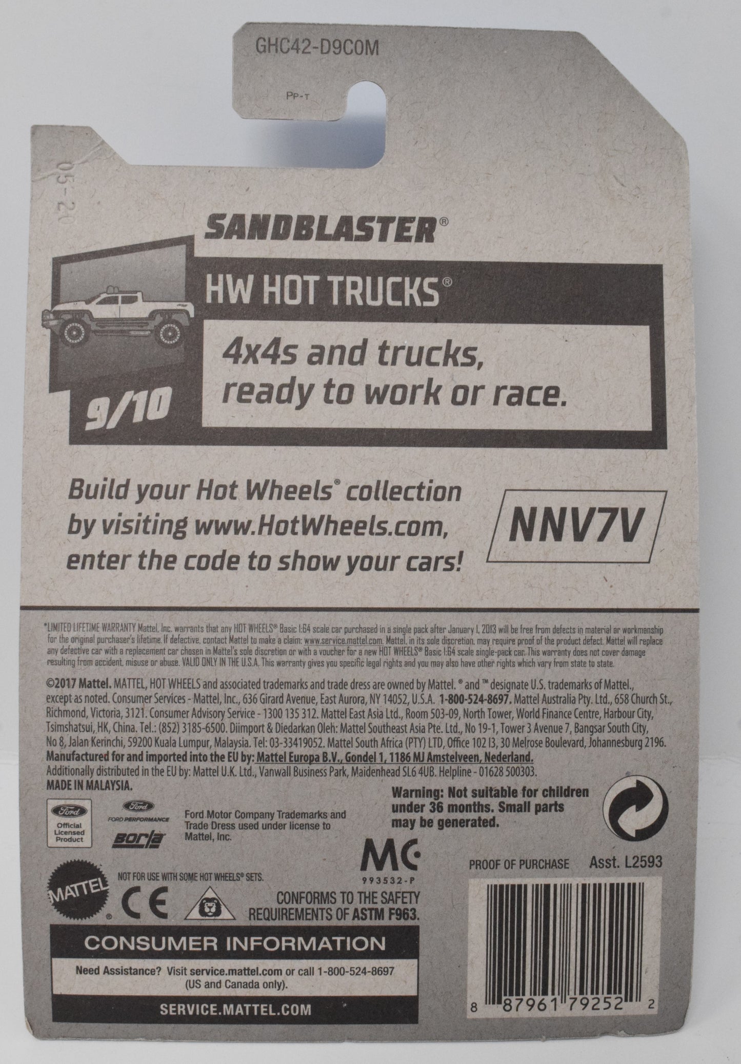 Hot Wheels SandBlaster HW Hot Trucks Borla 9/10 215 DieCast Car New
