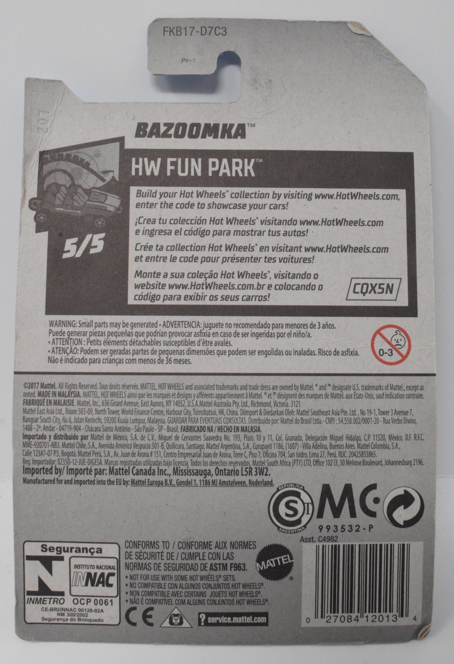 Hot Wheels Bazoomka HW Fun Park 5/5 191 DieCast Car New