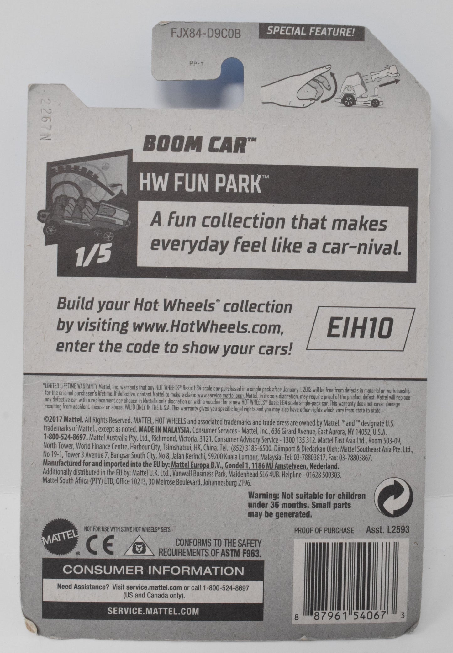 Hot Wheels Boom Car Hw Fun Park 1/5 18 DieCast Car New