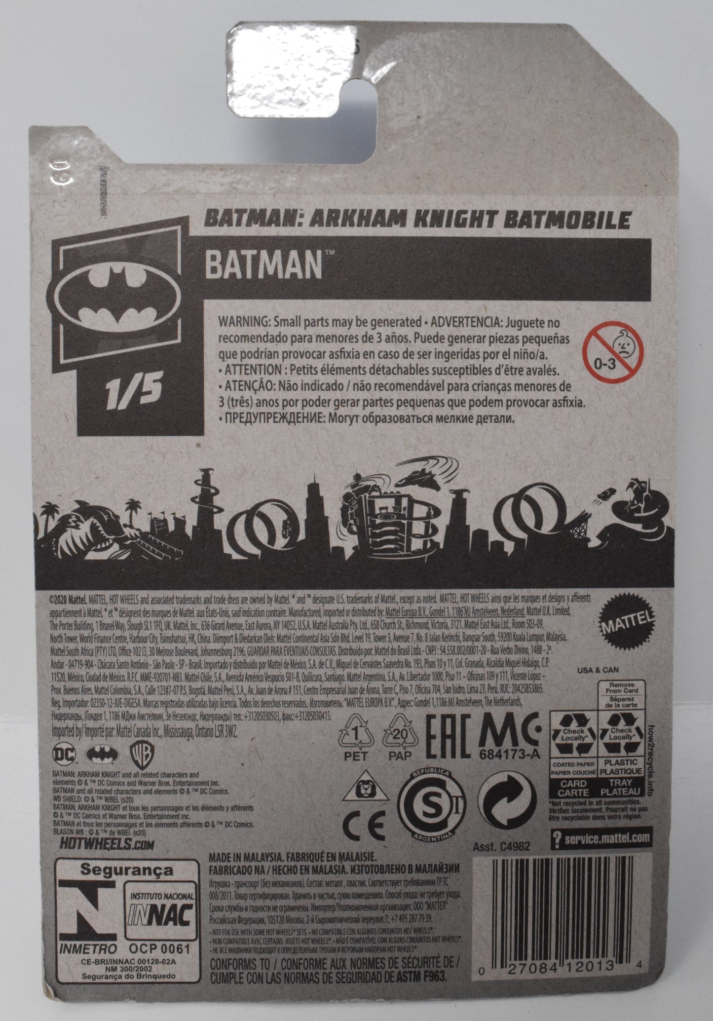 Hot Wheels BatMan Arkham Knight Batmobile 1/5 8 DieCast Car New