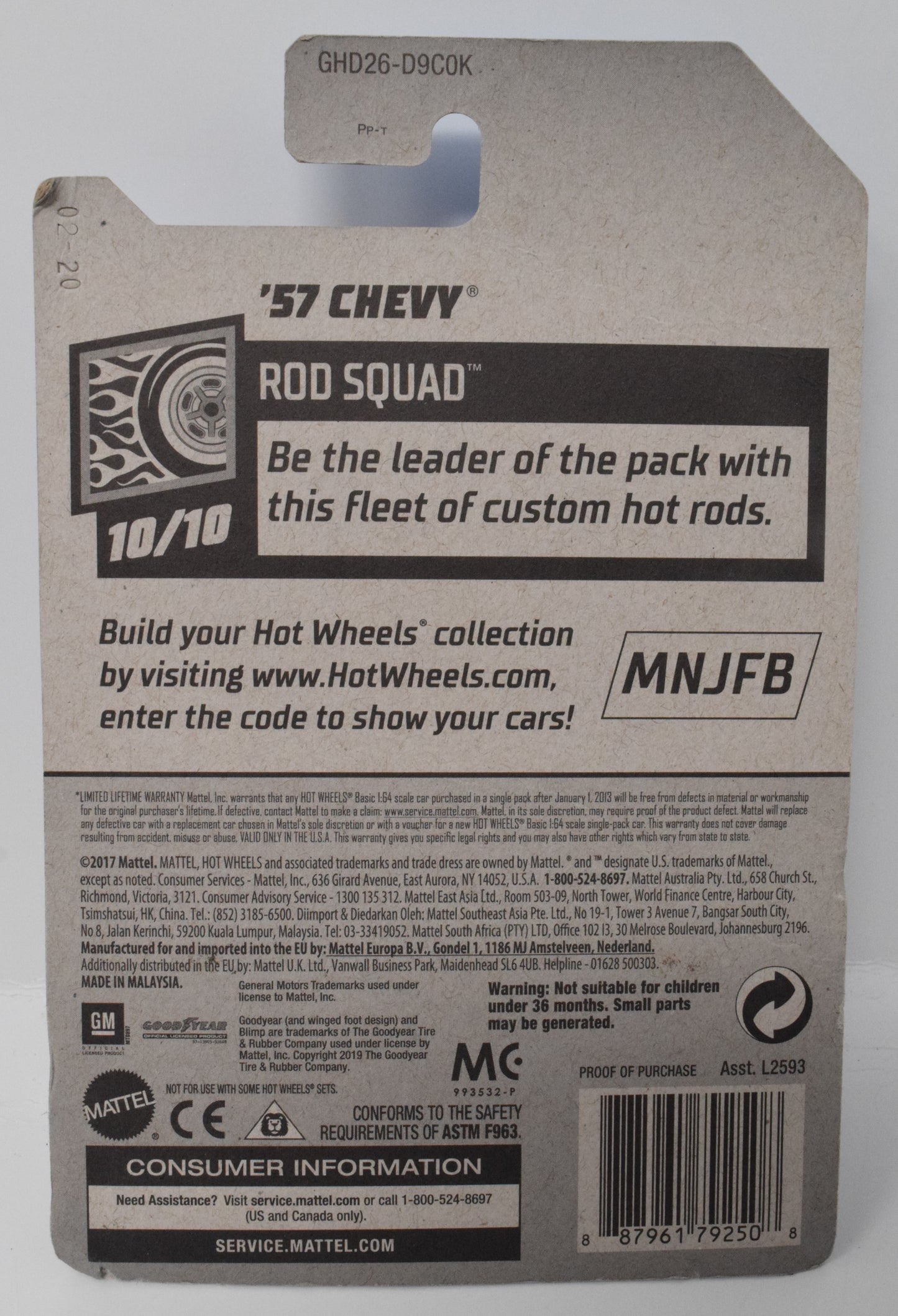 Hot Wheels 57 Chevy Rod Squad 10/10 180 Pink DieCast Car New