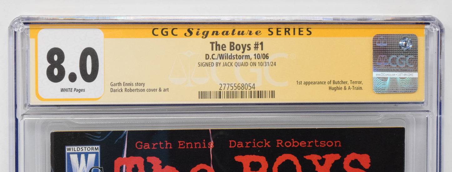 The Boys 1 Wildstorm DC 2006 CGC SS 8.0 SIGNED Jack Quaid Hughie