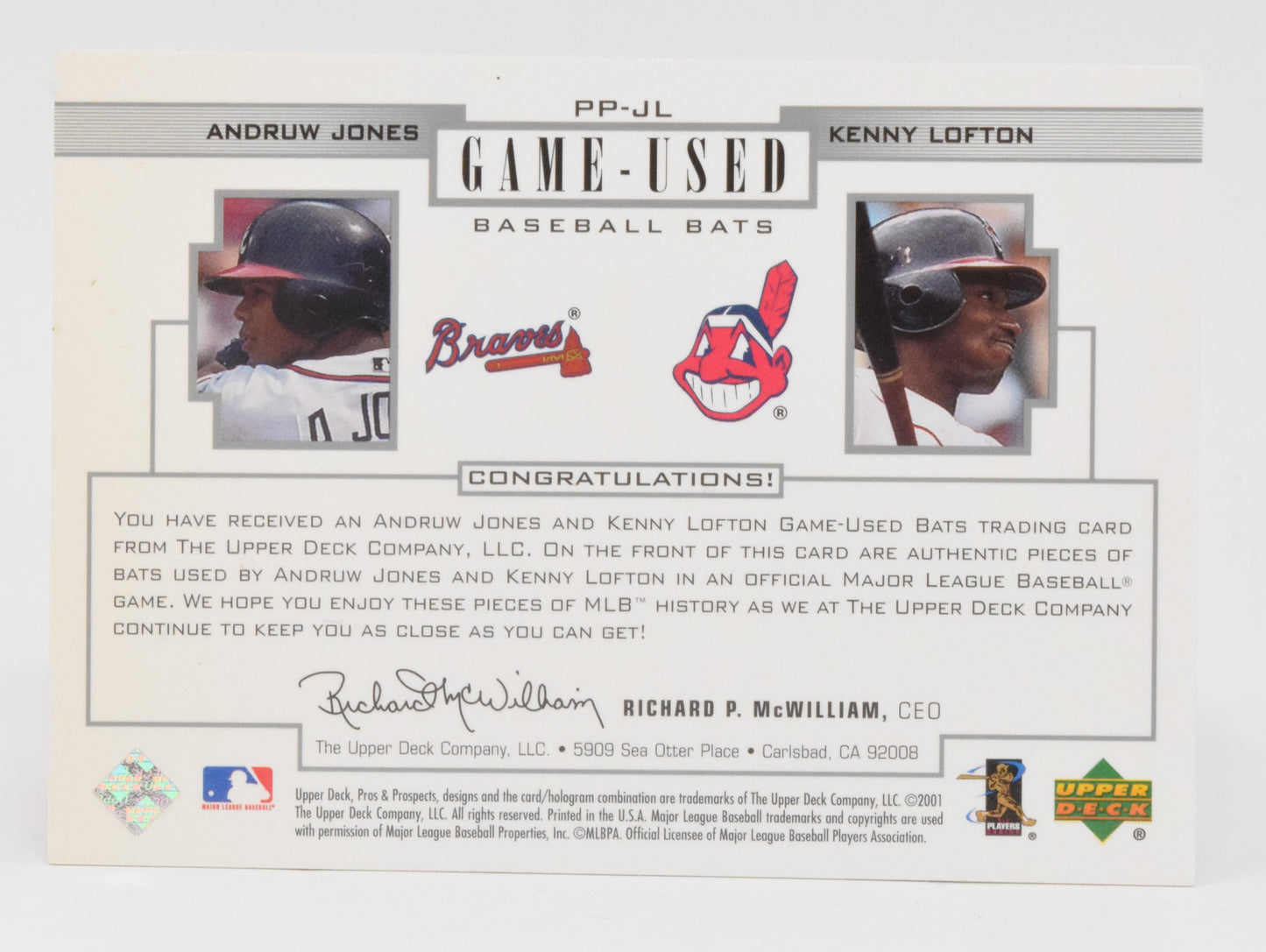 Andruw Jones Kenny Lofton Baseball Card Upper Deck Pros Prospects PP-JL