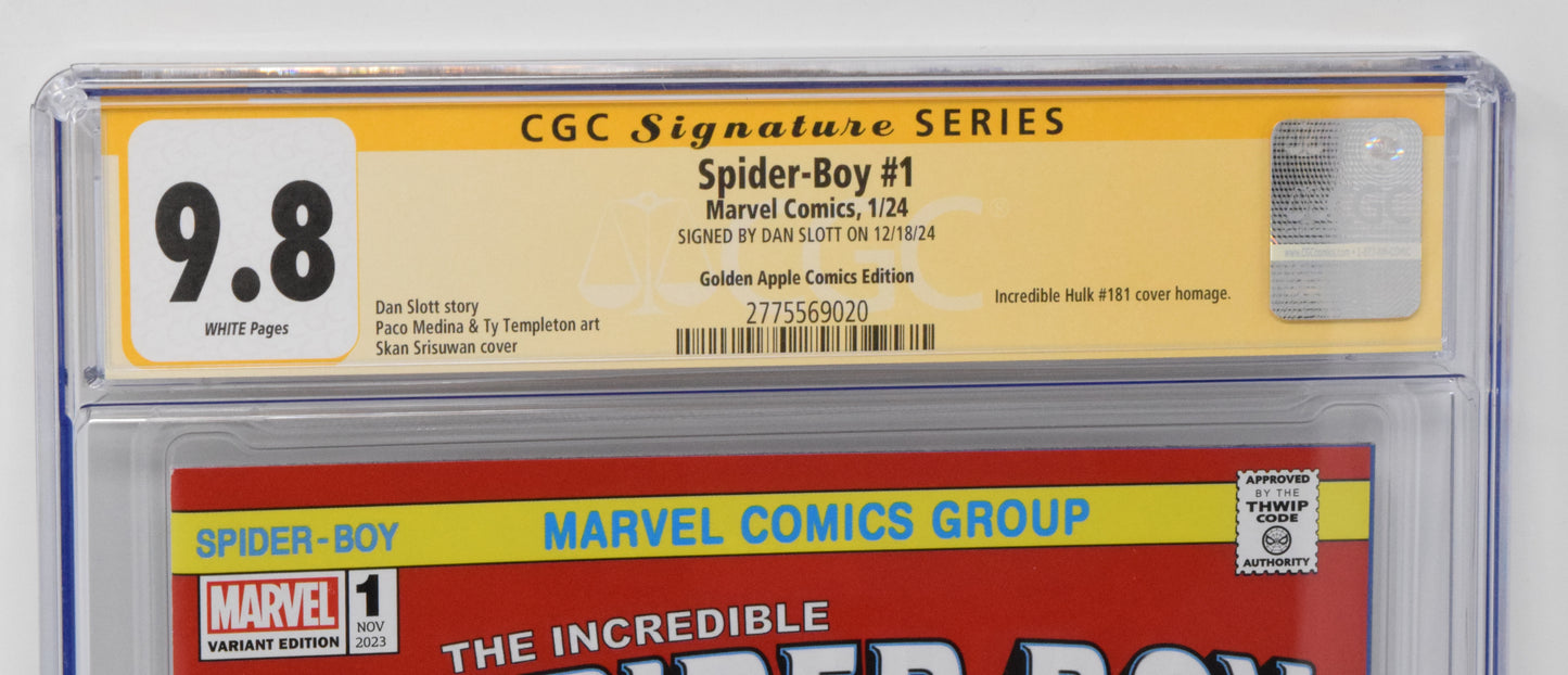 Spider-Boy #1 Marvel 2023 Skan Hulk 181 Trade CGC SS 9.8 SIGNED Dan Slott - Golden Apple Comics