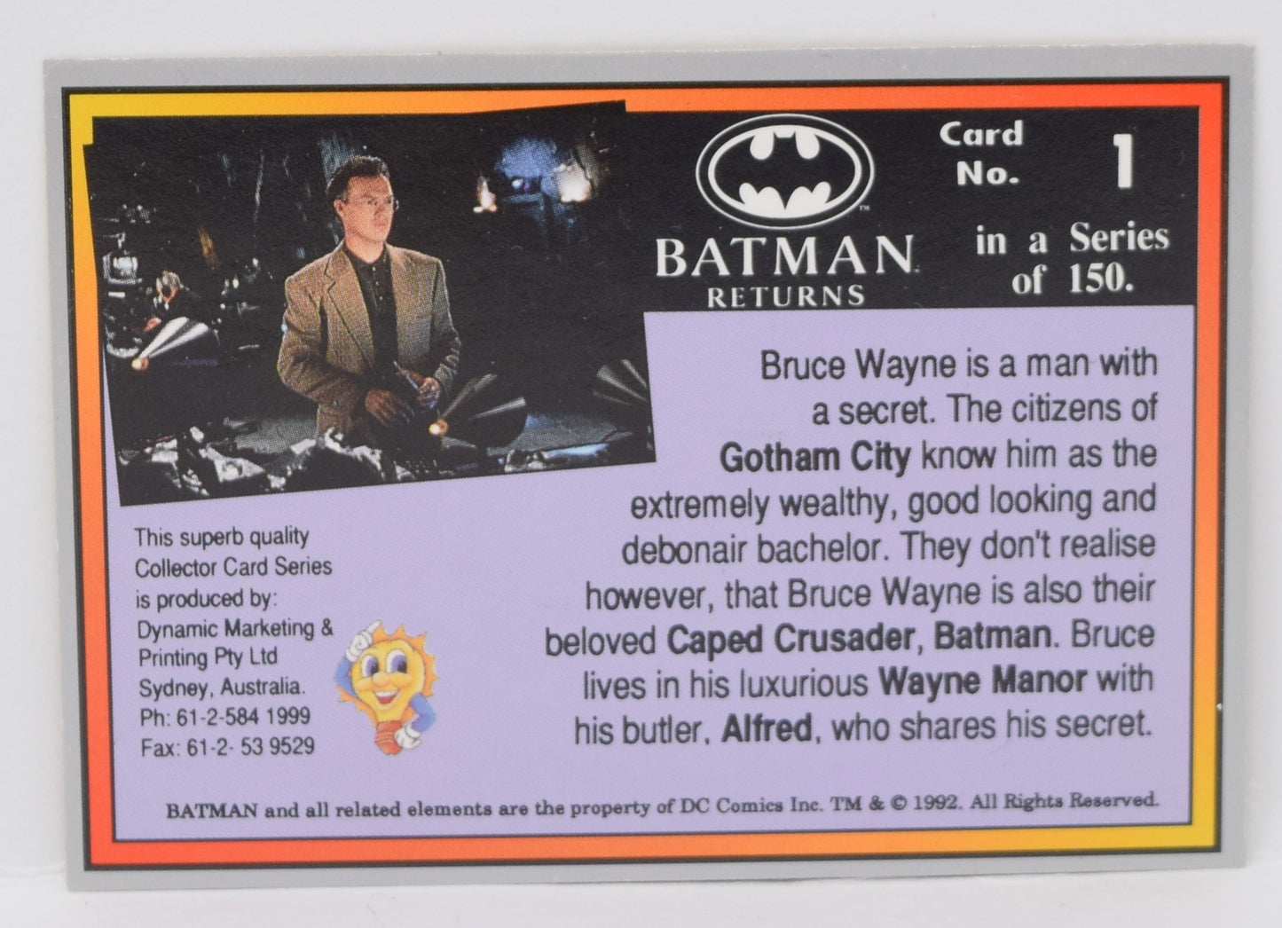 Batman Returns Trading Card 1 Gold Dynamic Marketing DC Comics Movie 1992