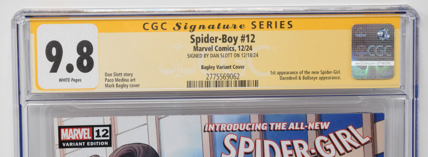 Spider-Boy #12 E Mark Bagley (10/23/2024) Marvel CGC SS 9.8 SIGNED Dan Slott