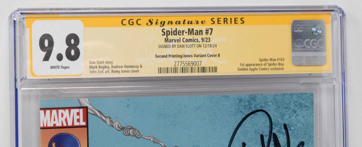 Spider-Man #7 Marvel 2023 Romy Jones Virgin Spider-Boy CGC SS 9.8 SIGNED Dan Slott