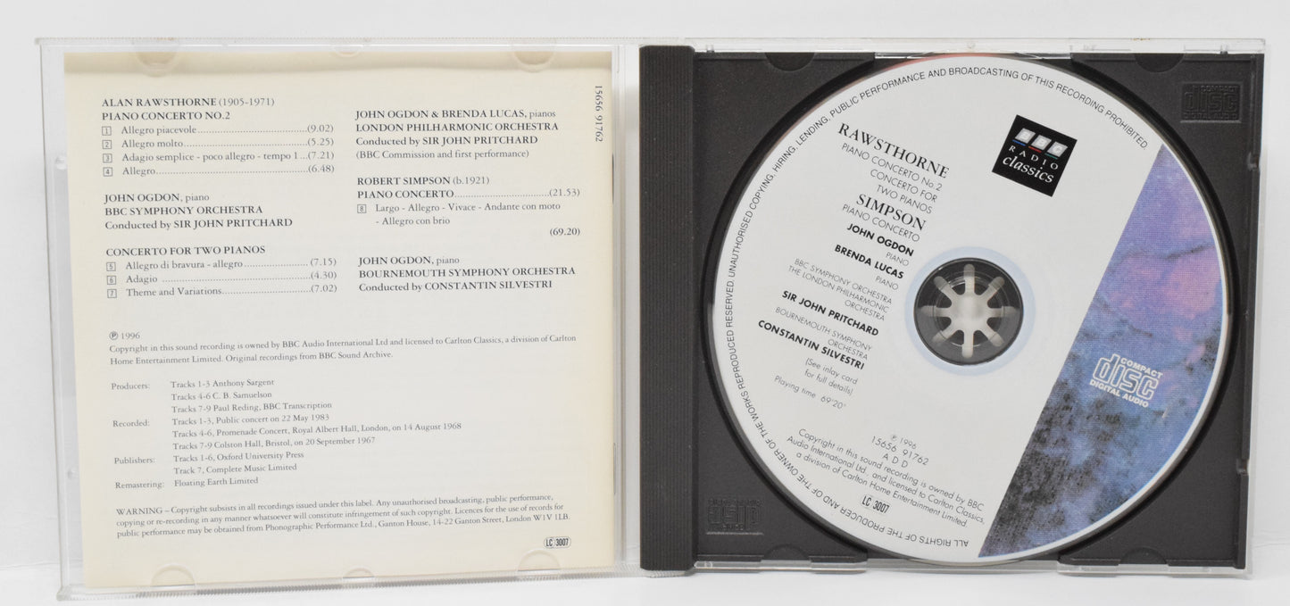 Alan Rawsthorne Simpson John Ogdon BBC Symphony Piano Concerto No 2 CD