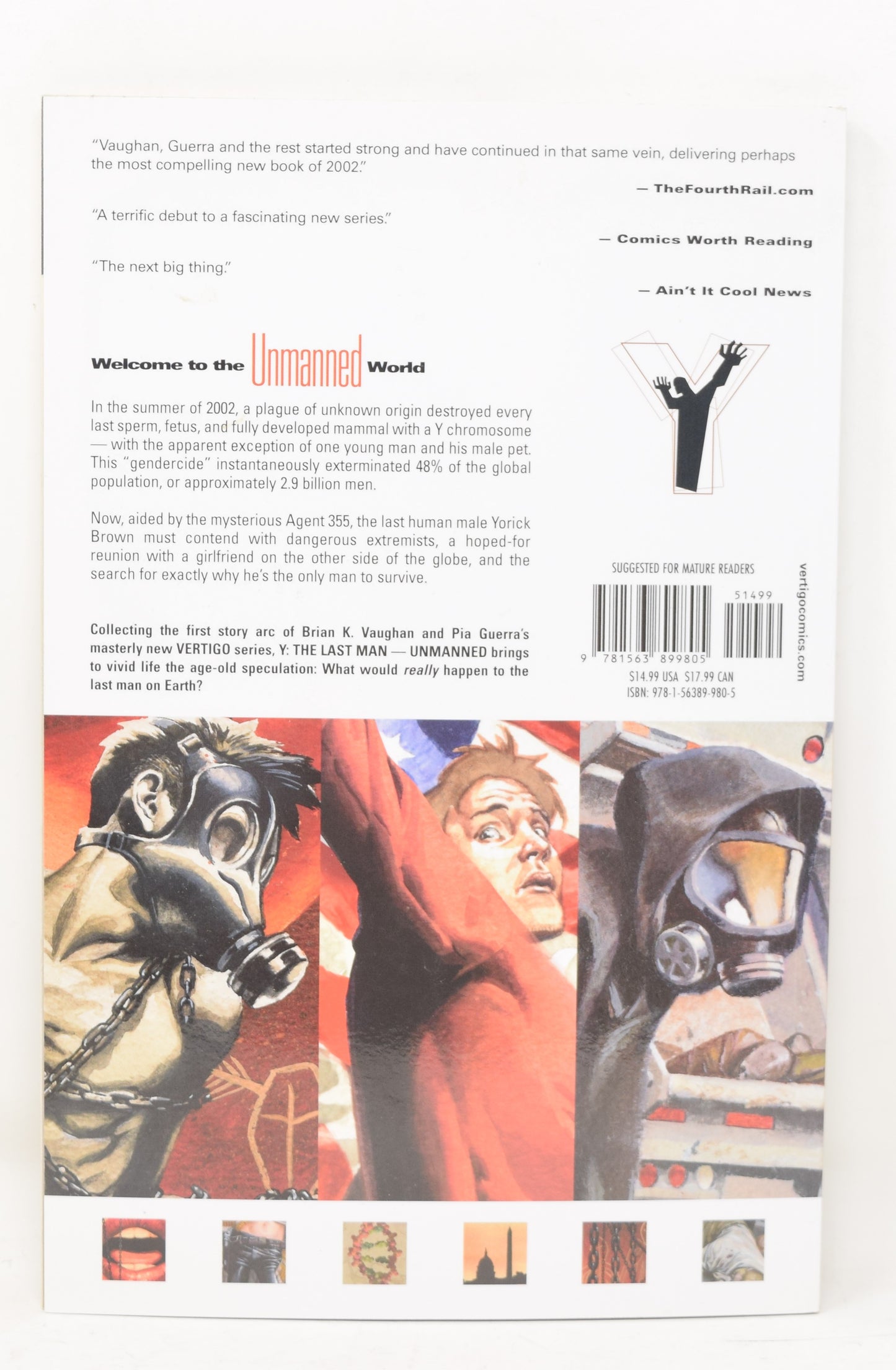 Y: The Last Man Vol 1 Unmanned Vertigo DC 2002 GN NM New