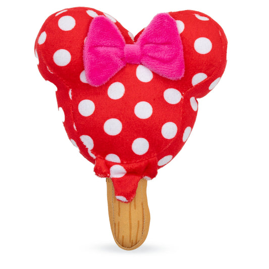Dog Toy Squeaker Plush - Minnie Mouse Ice Cream with Ears and Bow Red