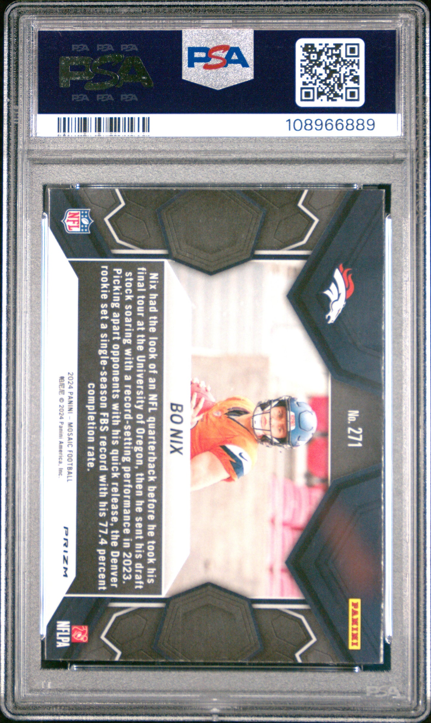 Graded 2024 Panini Mosaic Bo Nix #271 Reactive Blue Rookie RC Football Card PSA 10 Gem Mint - Golden Apple Comics