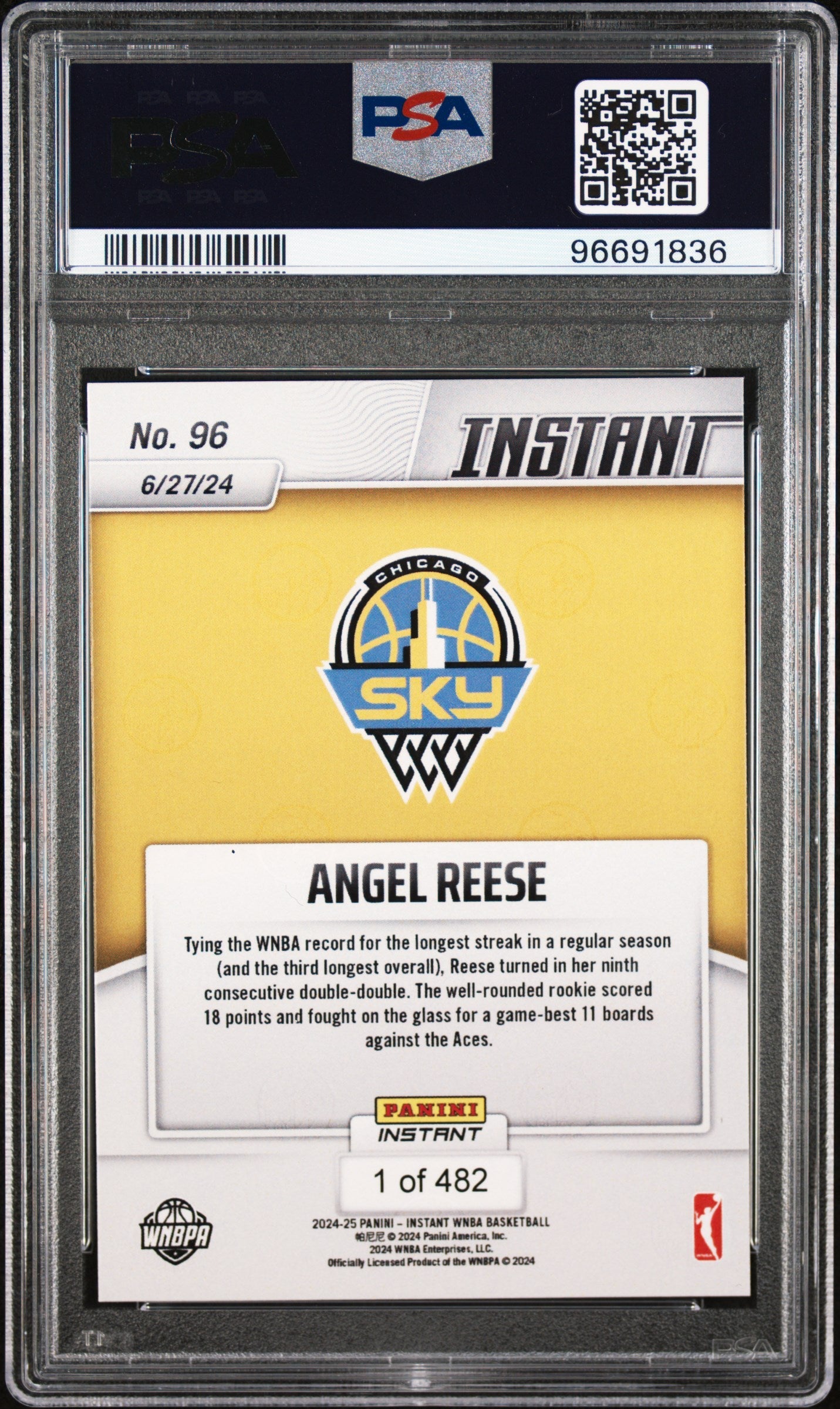 Graded 2024 Panini Instant WNBA Angel Reese #96 Rookie RC Basketball Card PSA 10 Gem Mint