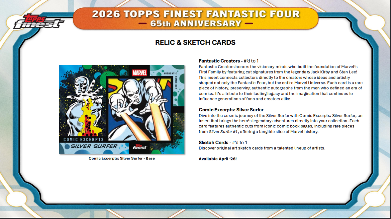 Fantastic Four Trading Cards Topps Finest 2026 Hobby Box (05/06/2026) - Golden Apple Comics