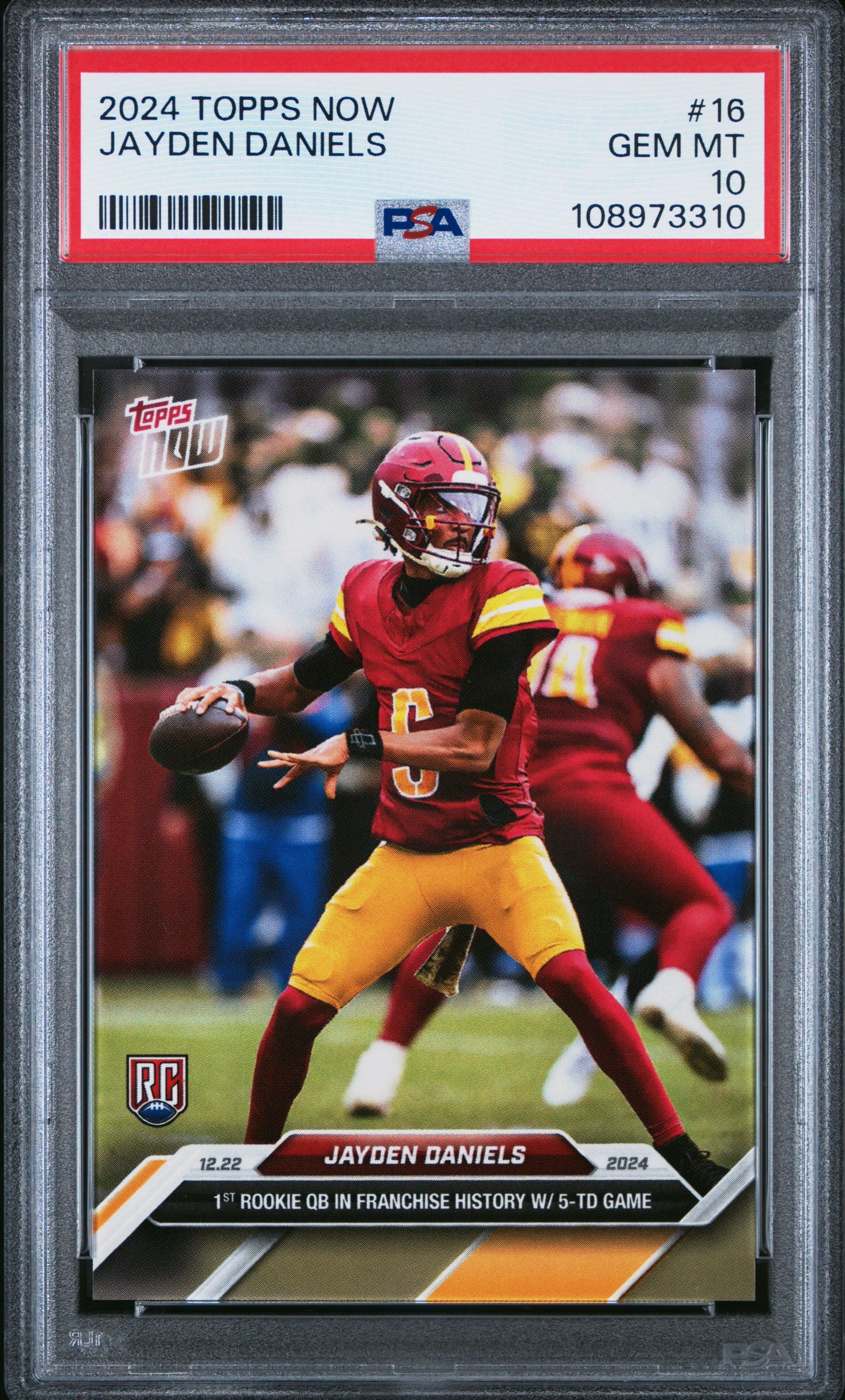 Graded 2024 Topps Now Jayden Daniels #16 Rookie RC Football Card PSA 1