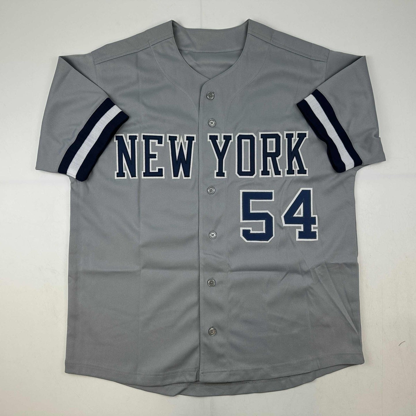 Autographed/Signed Aroldis Chapman New York Grey Baseball Jersey Beckett BAS COA