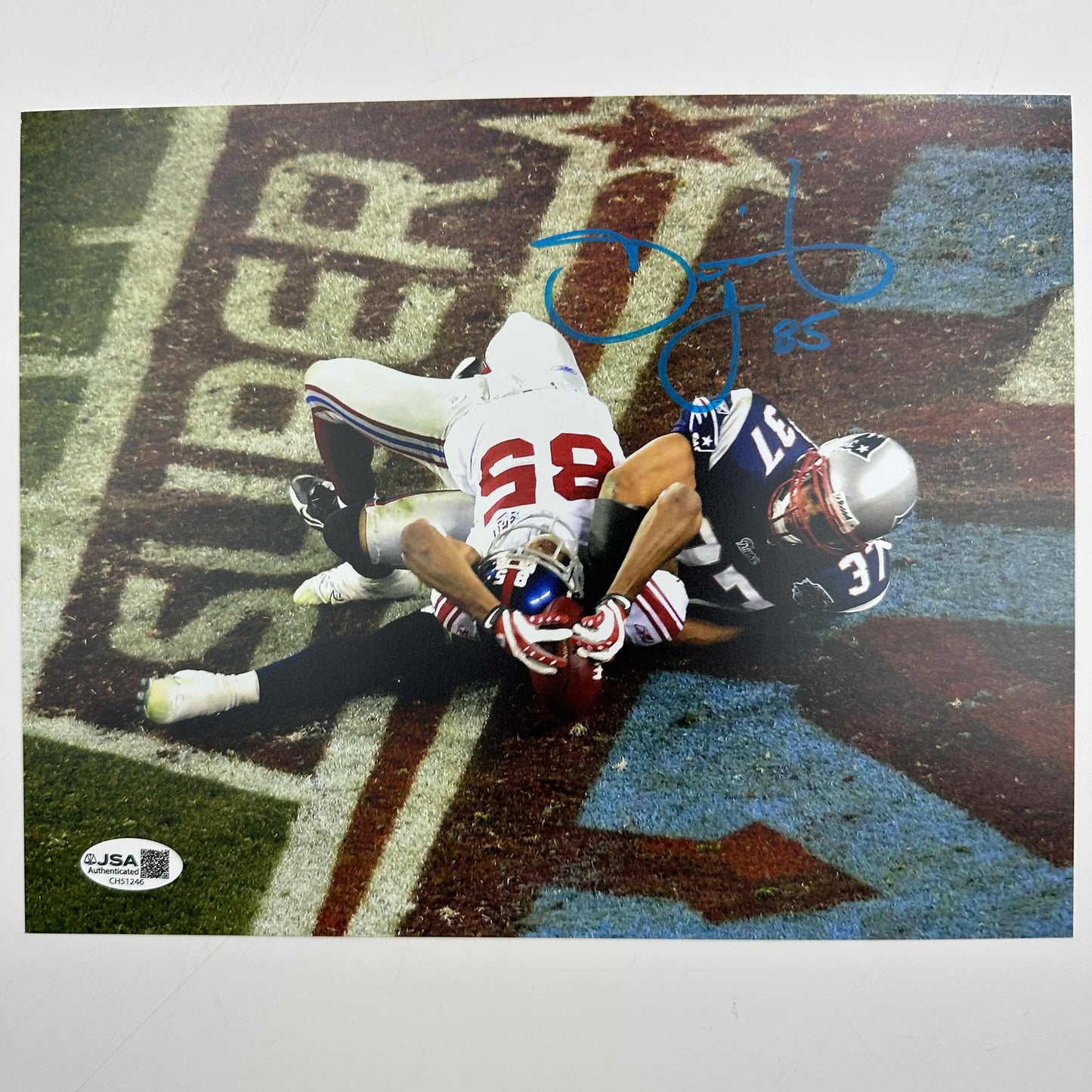 Autographed/Signed David Tyree The Catch Super Bowl XLII New York Giants 8x10 Football Photo JSA COA