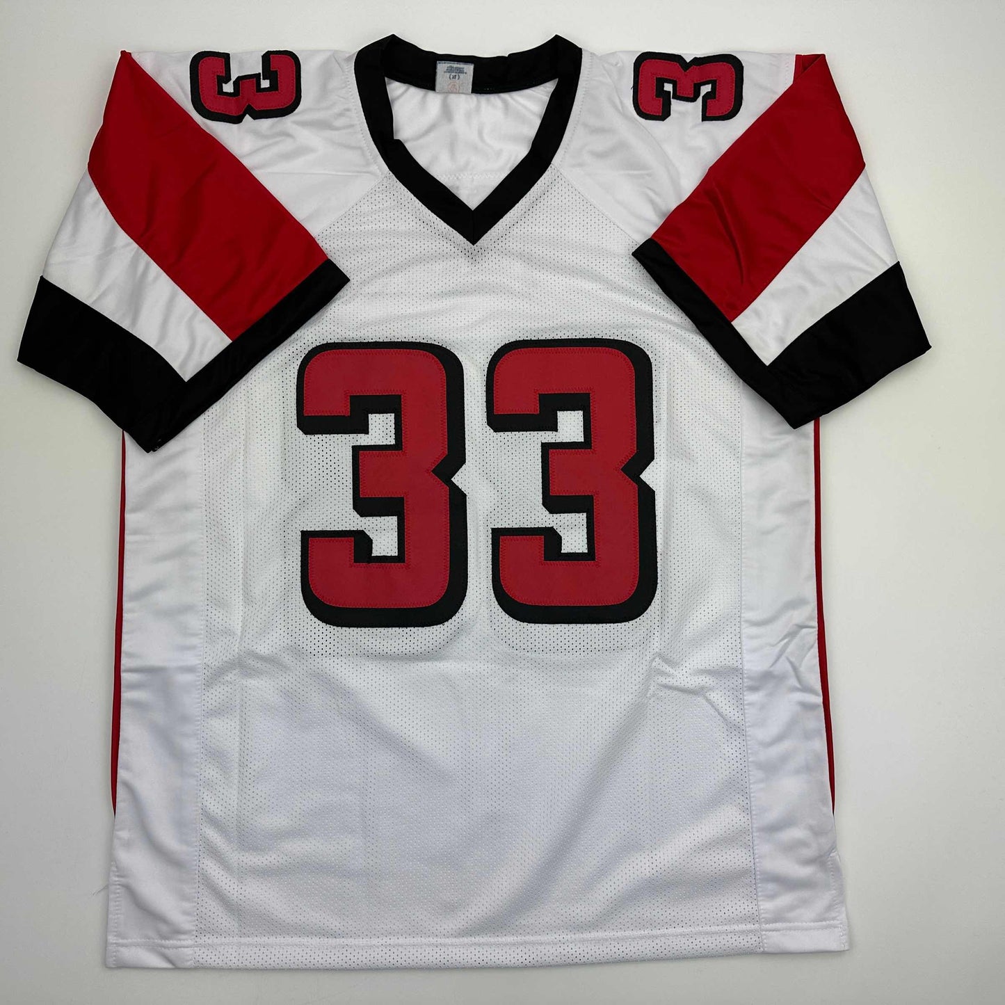 Autographed/Signed Michael Turner Atlanta White Football Jersey Beckett BAS COA