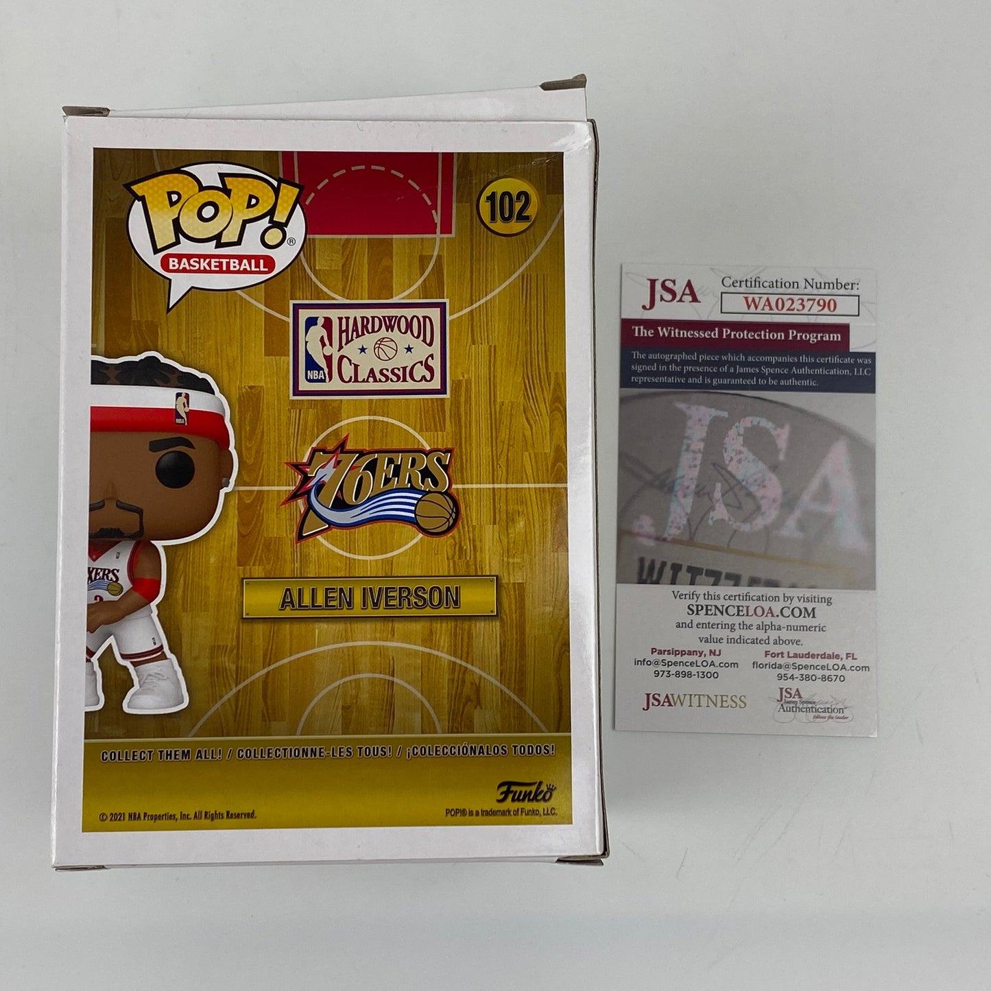 Autographed/Signed Allen Iverson Philadelphia 76ers Sixers Basketball Funko Pop #102 Figurine JSA COA
