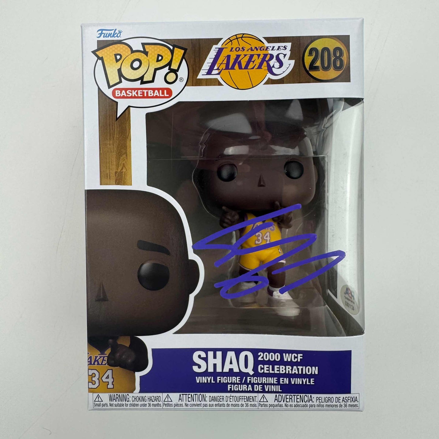 Autographed/Signed Shaq Shaquille O'Neal Orlando Magic Basketball Funko Pop #208 Figurine PSA COA