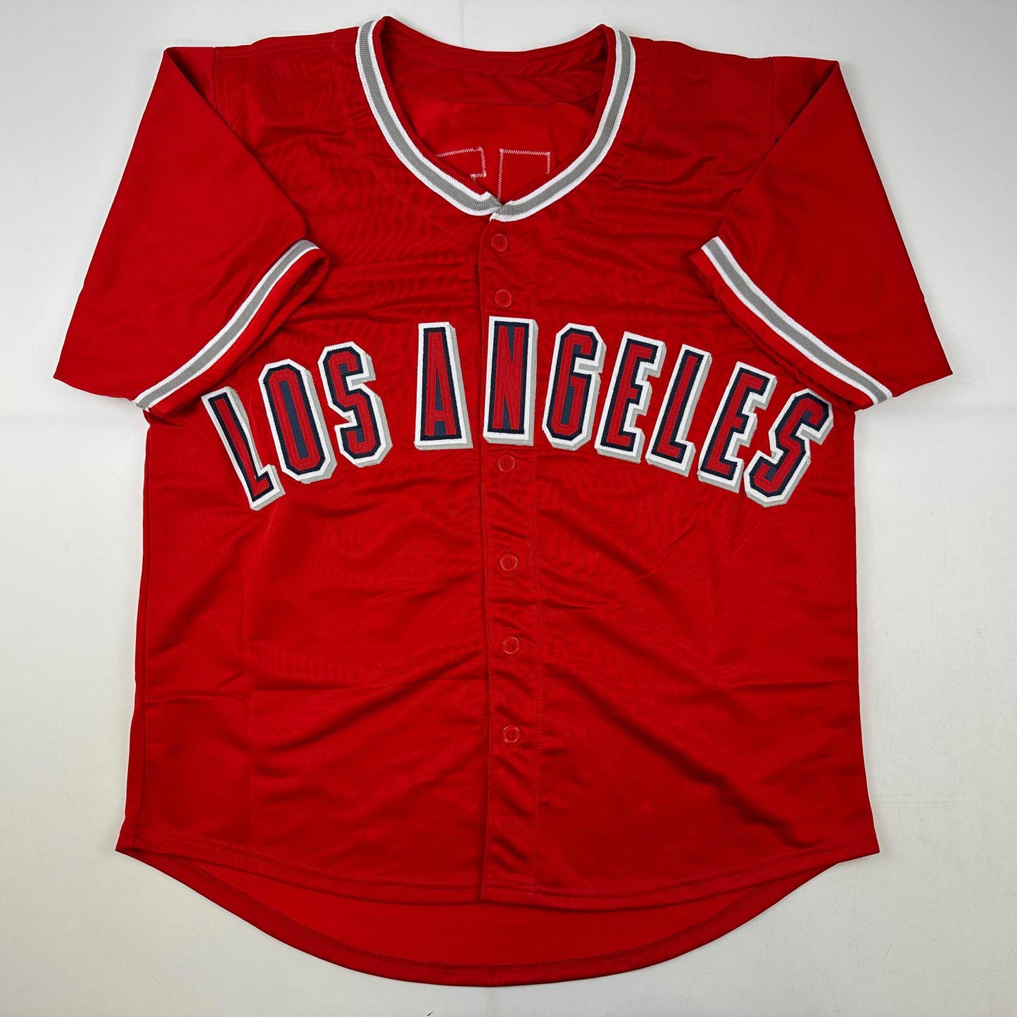 Autographed/Signed Torii Hunter Los Angeles Anaheim Red Baseball Jersey Beckett BAS COA