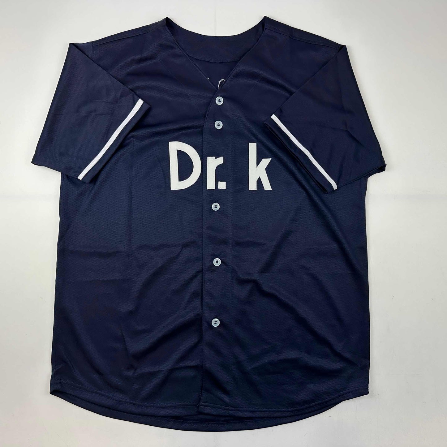 Autographed/Signed Dwight Doc Gooden New York Blue Baseball Jersey Beckett BAS COA