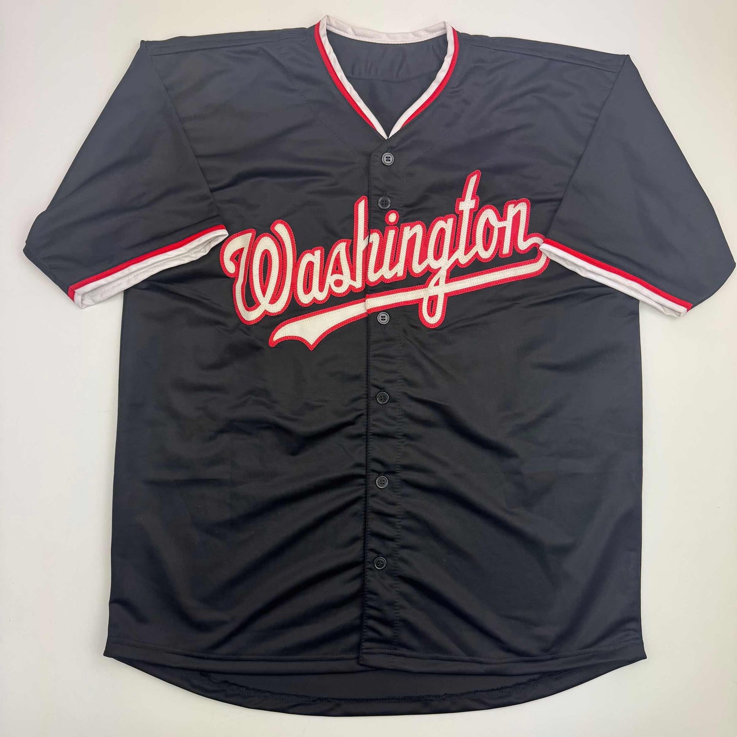 Autographed/Signed James Wood Washington Black Baseball Jersey Beckett BAS COA
