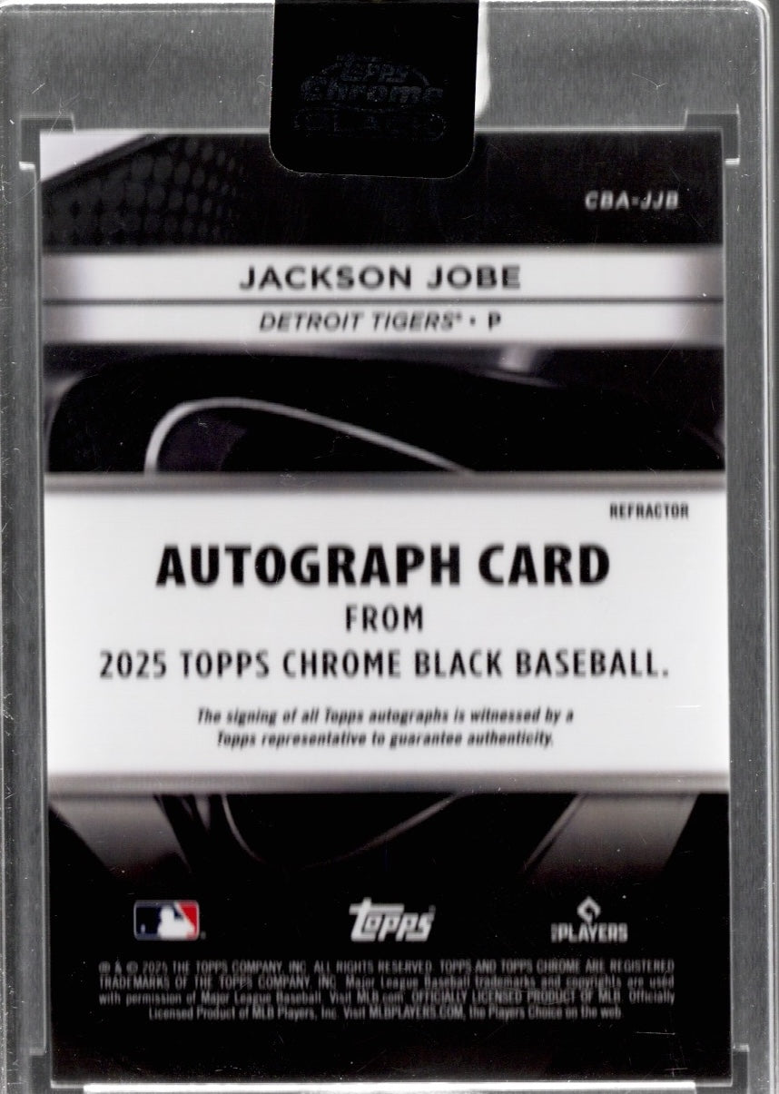 2025 Topps Chrome Black Jackson Jobe #CBAJJB Refractor Auto /199 Detroit Tigers Rookie RC Baseball Card