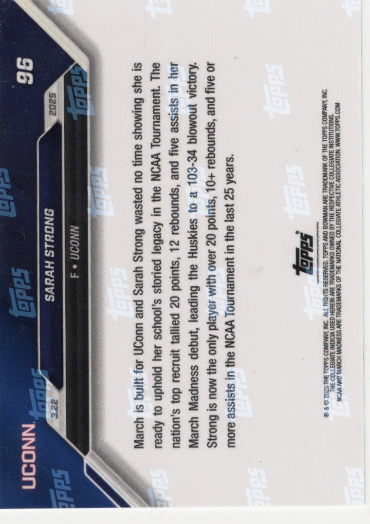 2024 Topps Bowman U Now Sarah Strong #96 Blue /49 Rookie RC Basketball Card