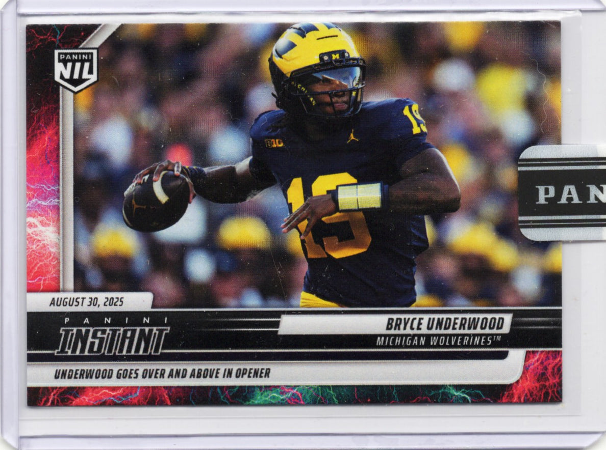 2025 Panini Instant Bryce Underwood #BUA Lightning /5 Michigan Wolverines Rookie RC Football Card - Golden Apple Comics