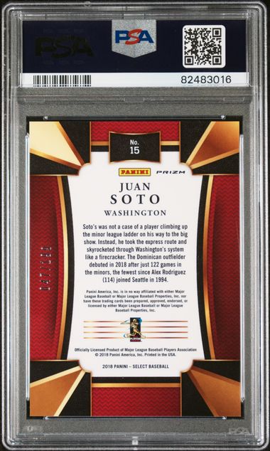 Graded 2018 Panini Chronicles Juan Soto #15 /199 Select Orange Rookie RC Baseball Card PSA 9 Mint - Golden Apple Comics