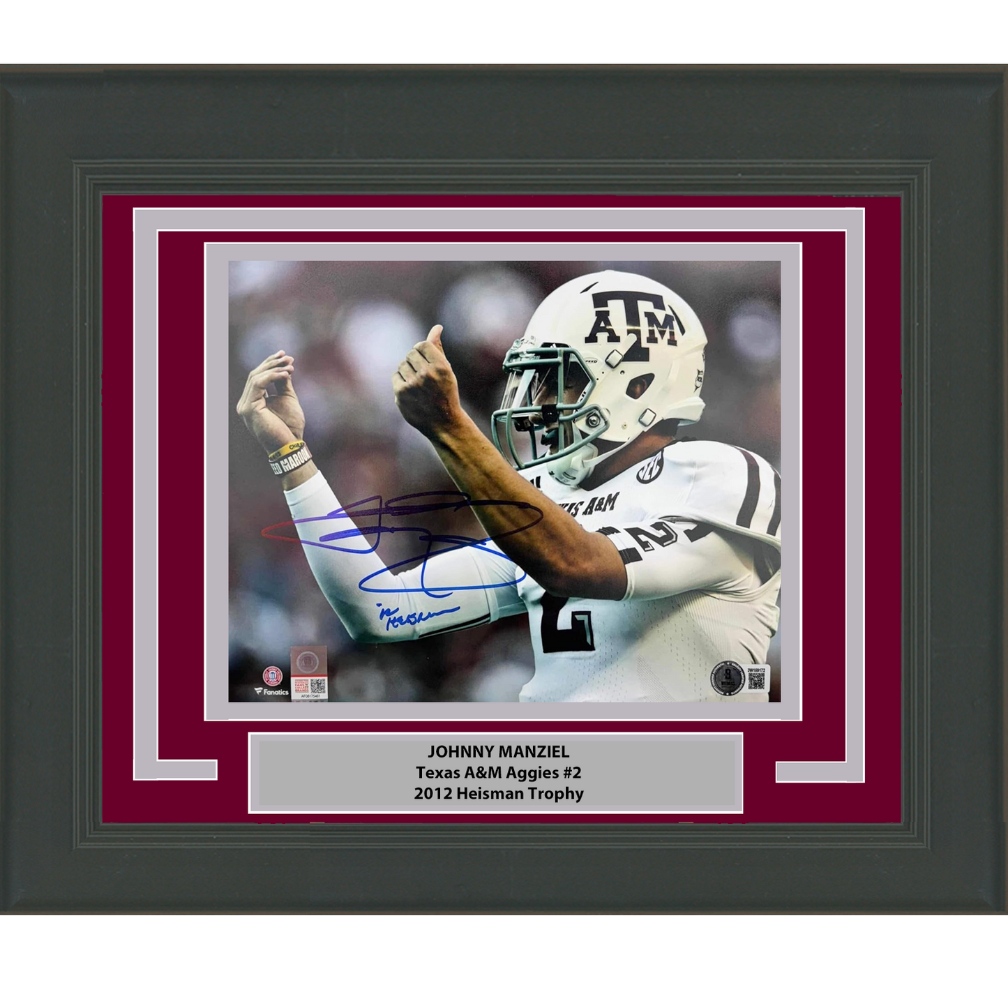 Framed Autographed/Signed Johnny Manziel Money Sign Texas A&M Aggies 8x10 College Football Photo Beckett BAS COA