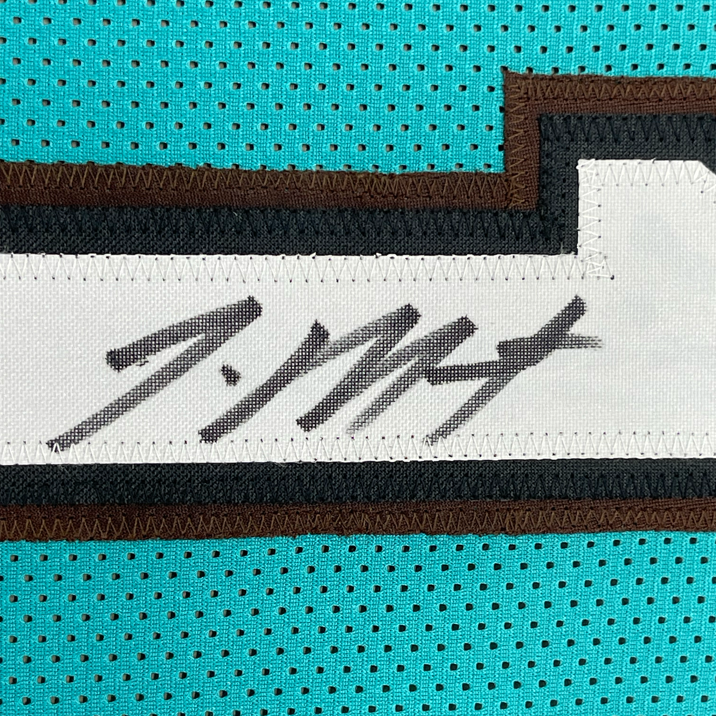 Framed Autographed/Signed Ja Morant 35x39 Memphis Teal Basketball Jersey JSA COA