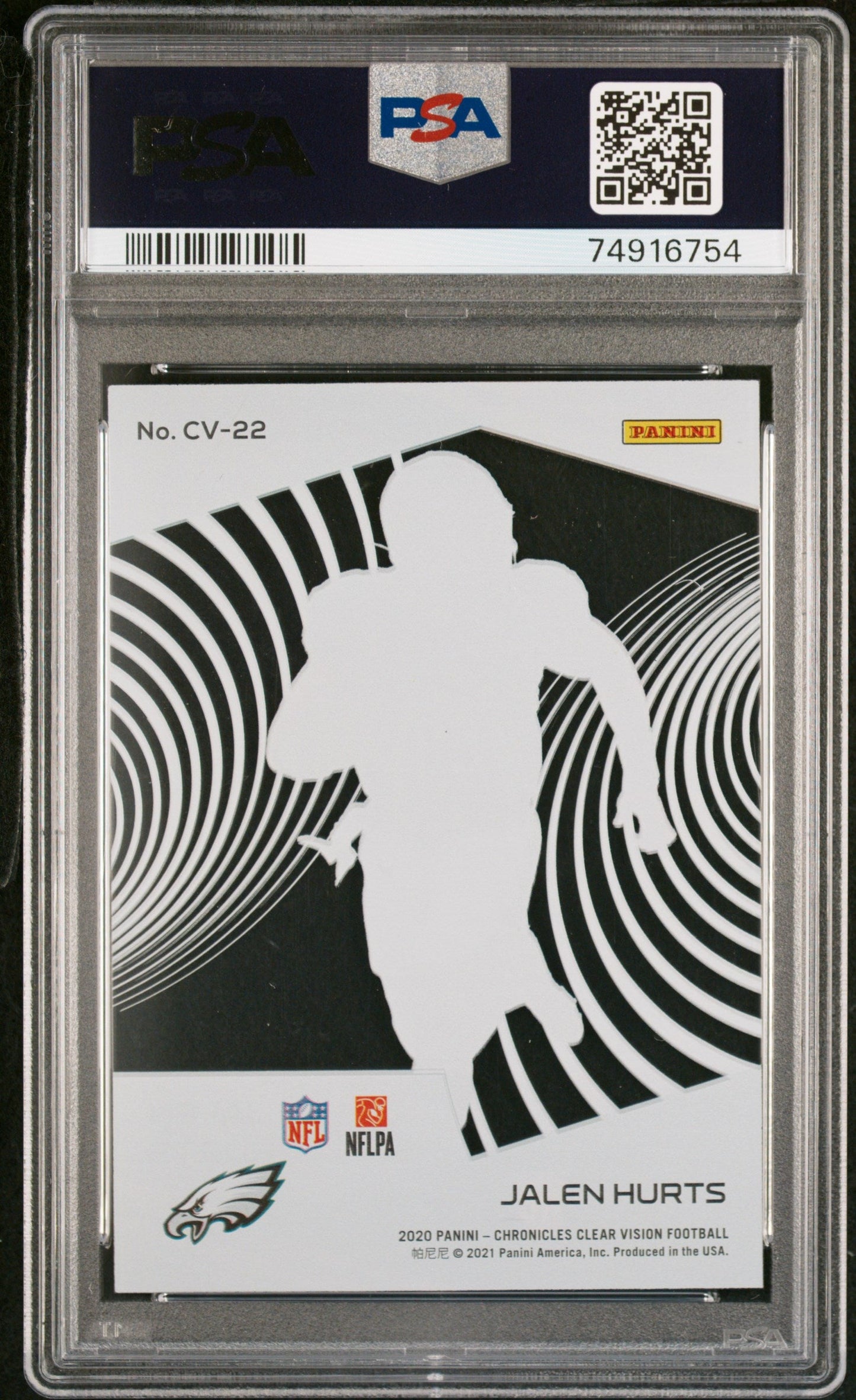 Graded 2020 Panini Chronicles Jalen Hurts #CV22 Clear Vision Rookies Rookie RC Football Card PSA 10 Gem Mint